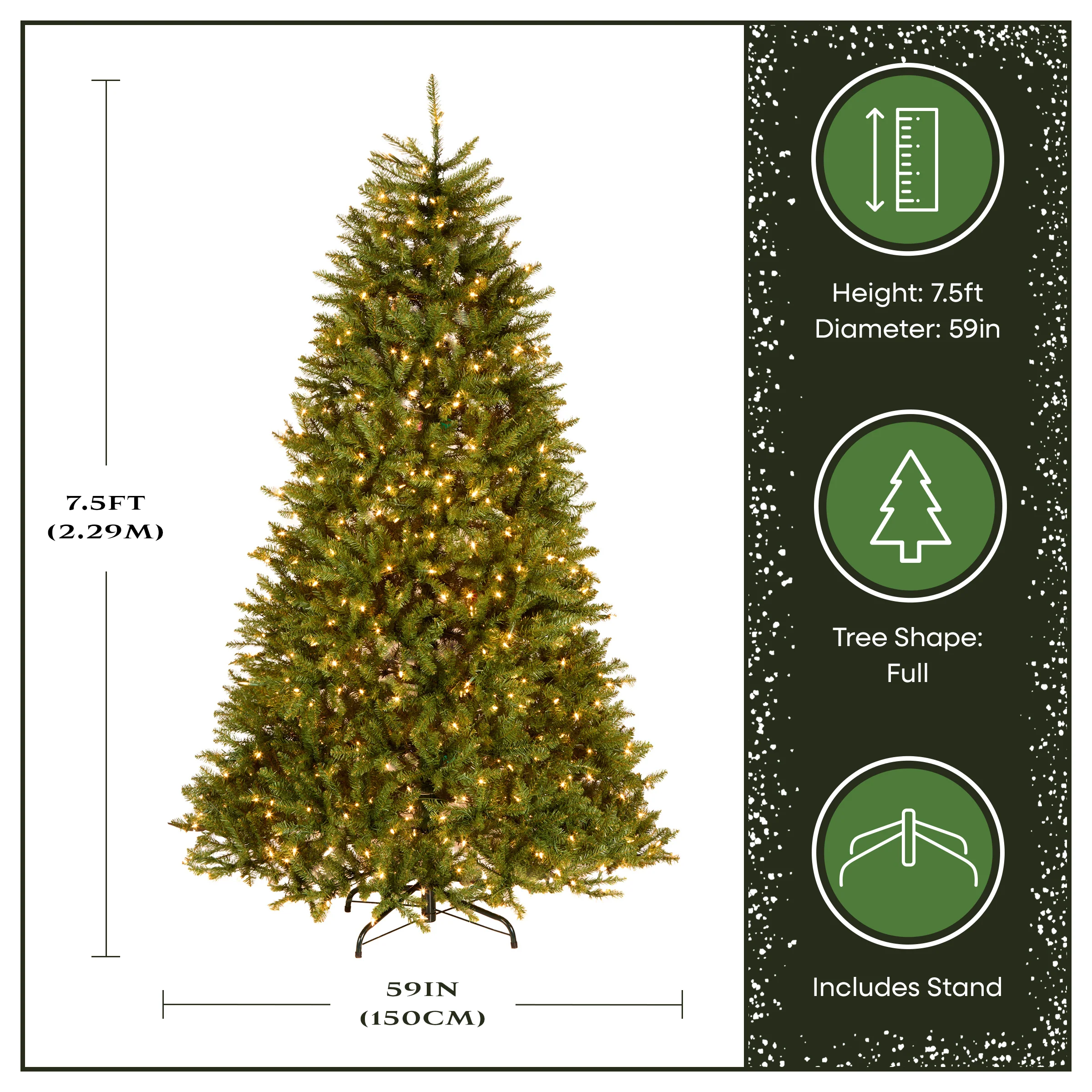 7.5 ft. Pre-Lit Dunhill Fir Hinged Tree with Clear Lights, Plug-In - Image 3