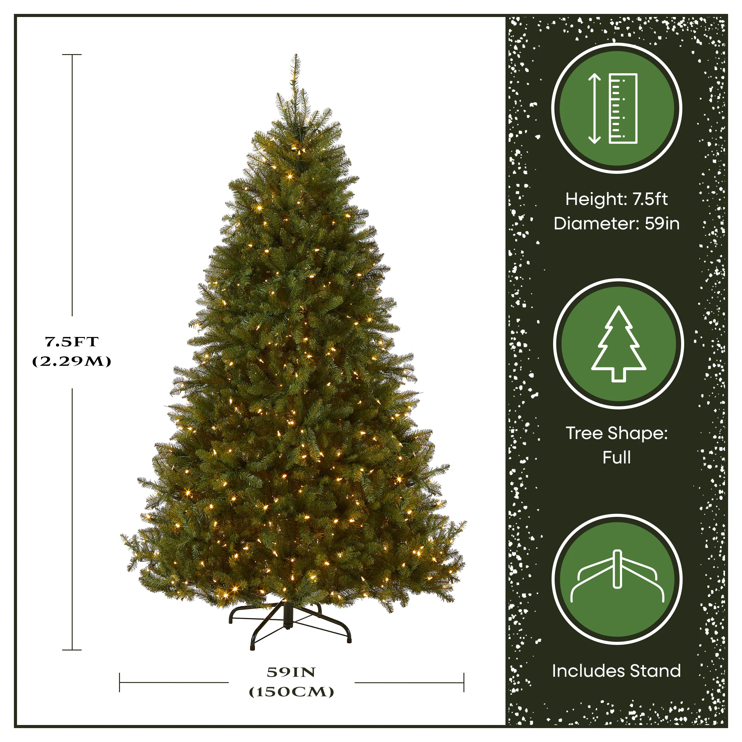 7.5 ft. Pre-Lit Dunhill Fir Tree with Dual Color LED Lights, Plug-In - Image 3