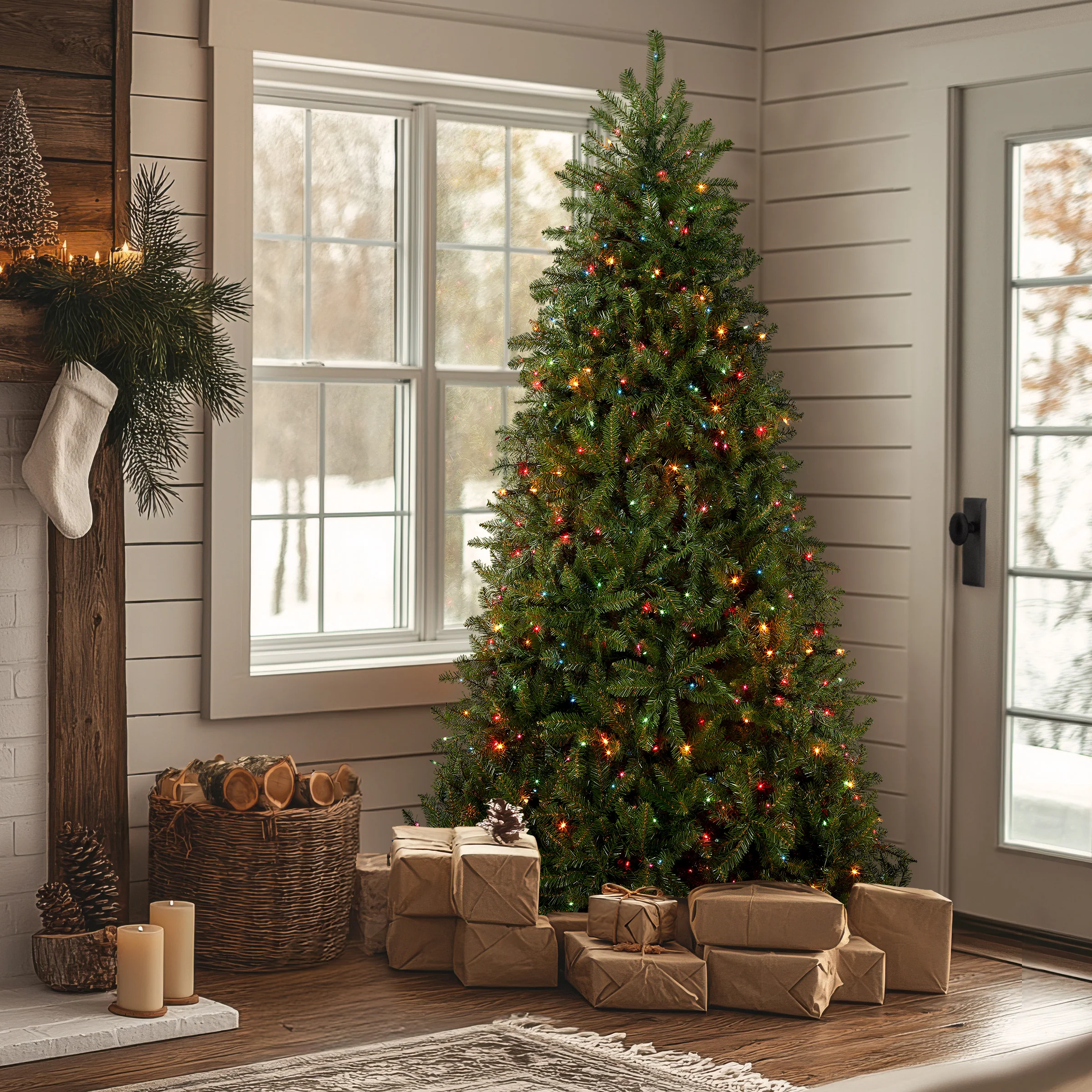 7.5 ft. Pre-Lit Dunhill Fir Tree with Multicolor Lights, Plug-In - Image 2