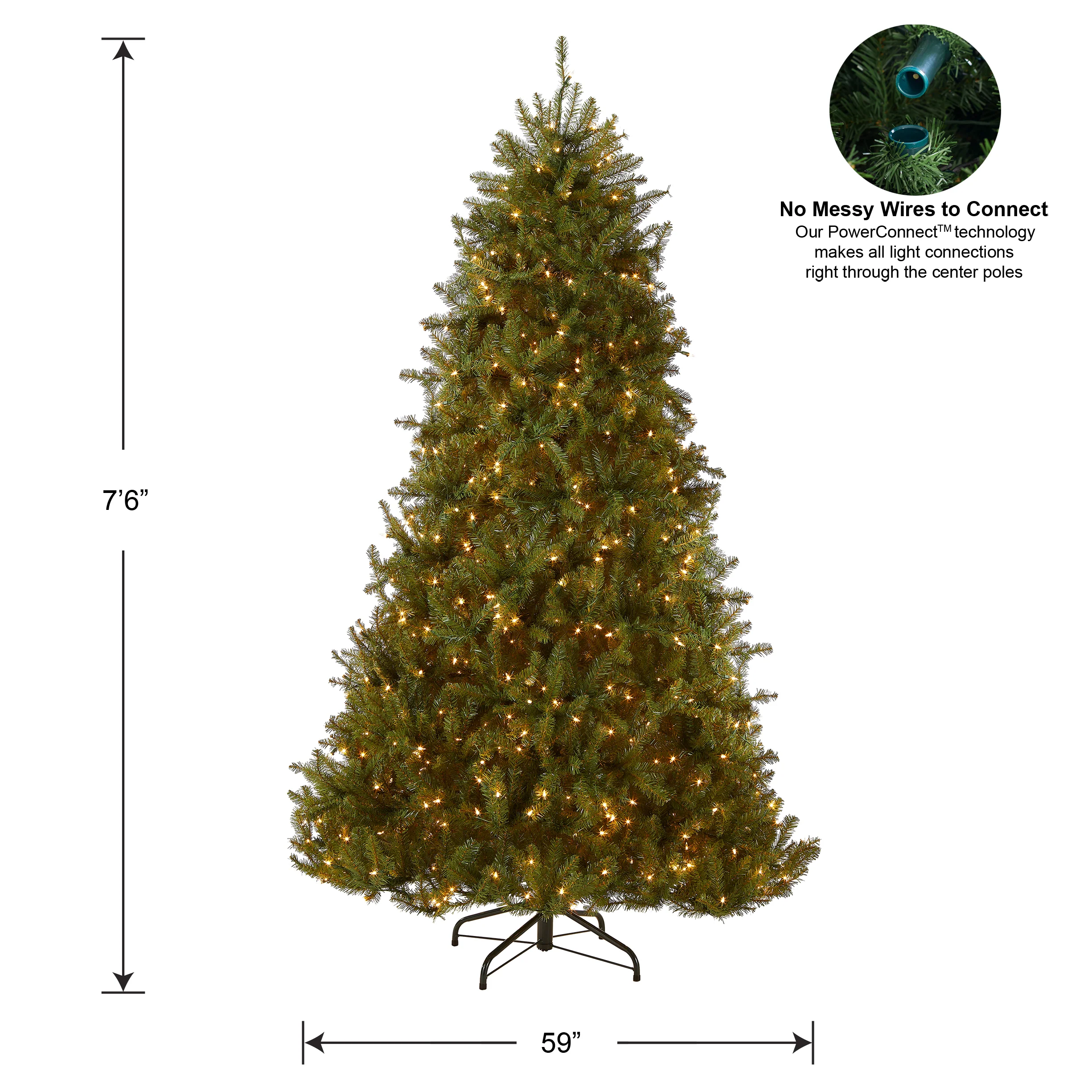 7.5 ft. Pre-Lit Dunhill Fir Tree with PowerConnect Clear Lights, Plug-In - Image 4