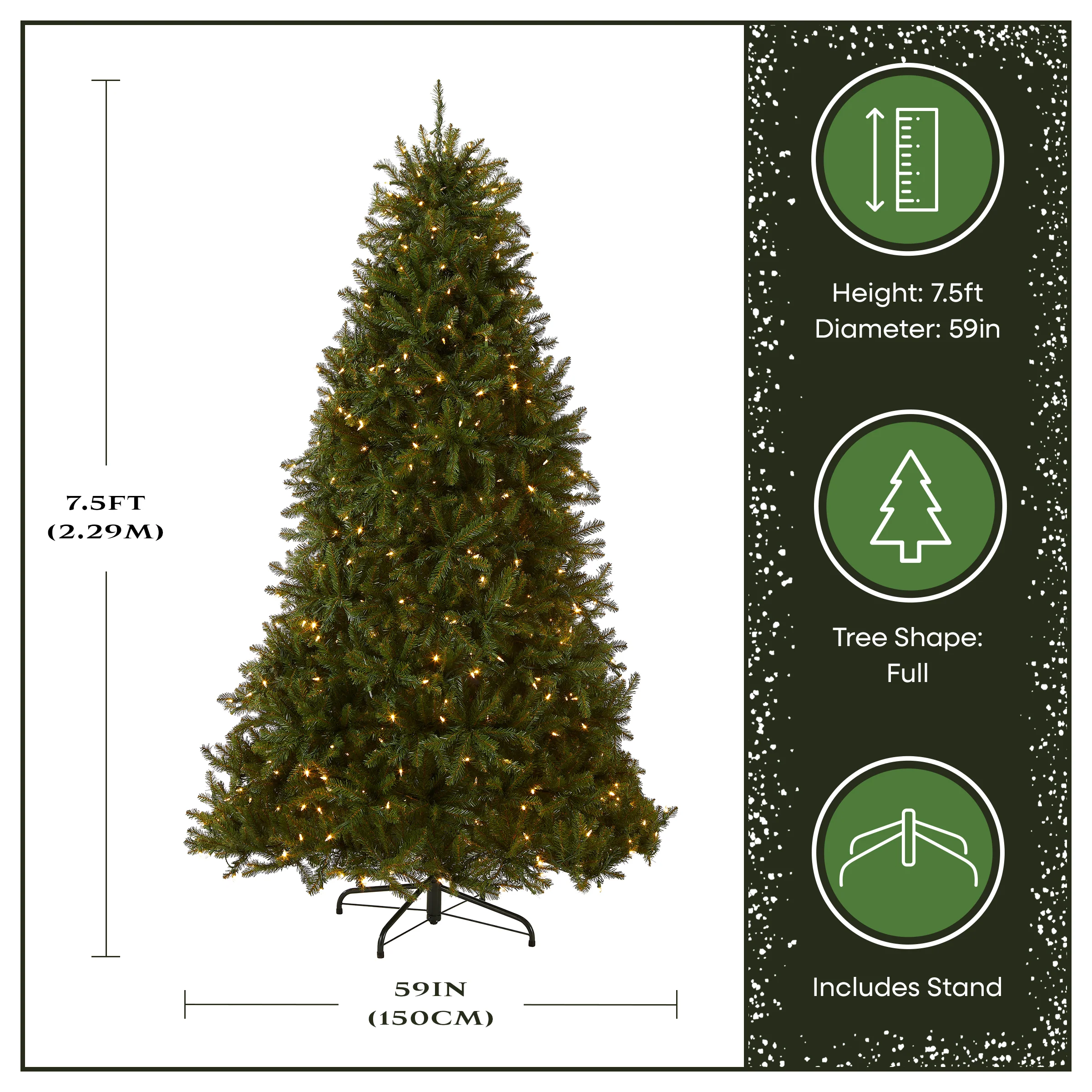 7.5 ft. Pre-Lit Dunhill Fir Tree with PowerConnect Dual Color LED Lights, Plug-In - Image 3