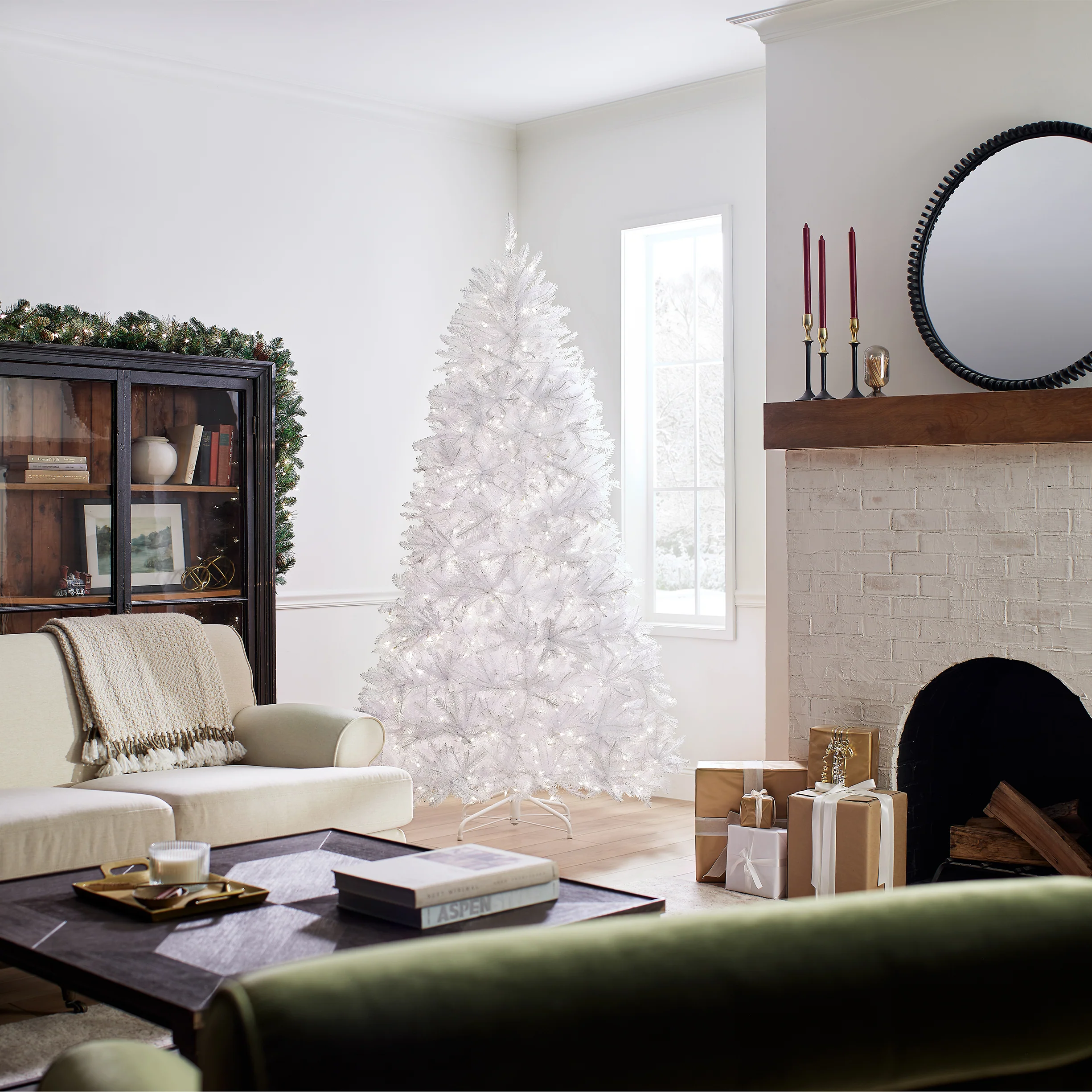 7.5 ft. Pre-Lit Dunhill Fir White Tree with Clear Lights, Plug-In - Image 6