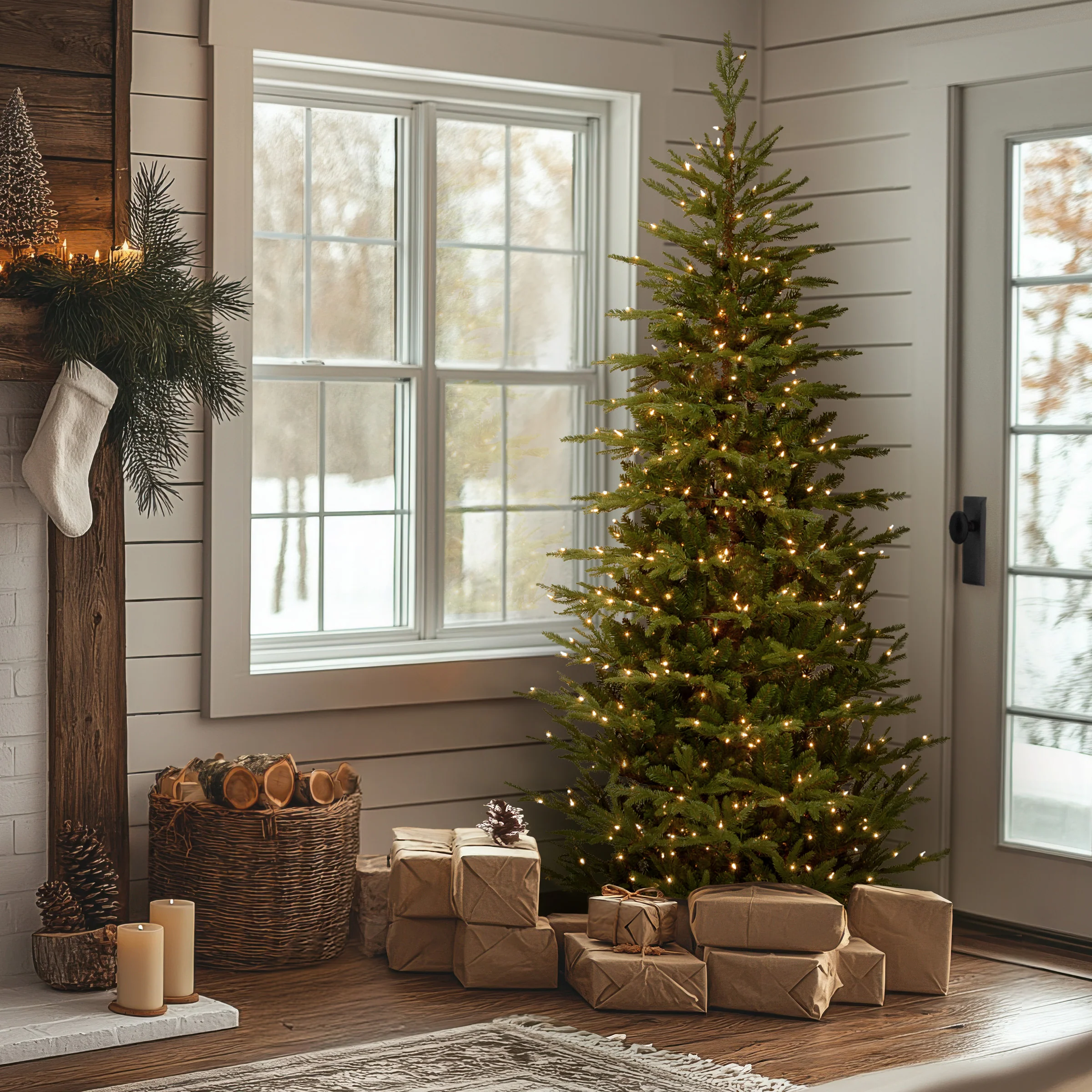7.5 ft. Pre-Lit Fraser Grande Slim Tree with Clear Lights, Plug-In - Image 2