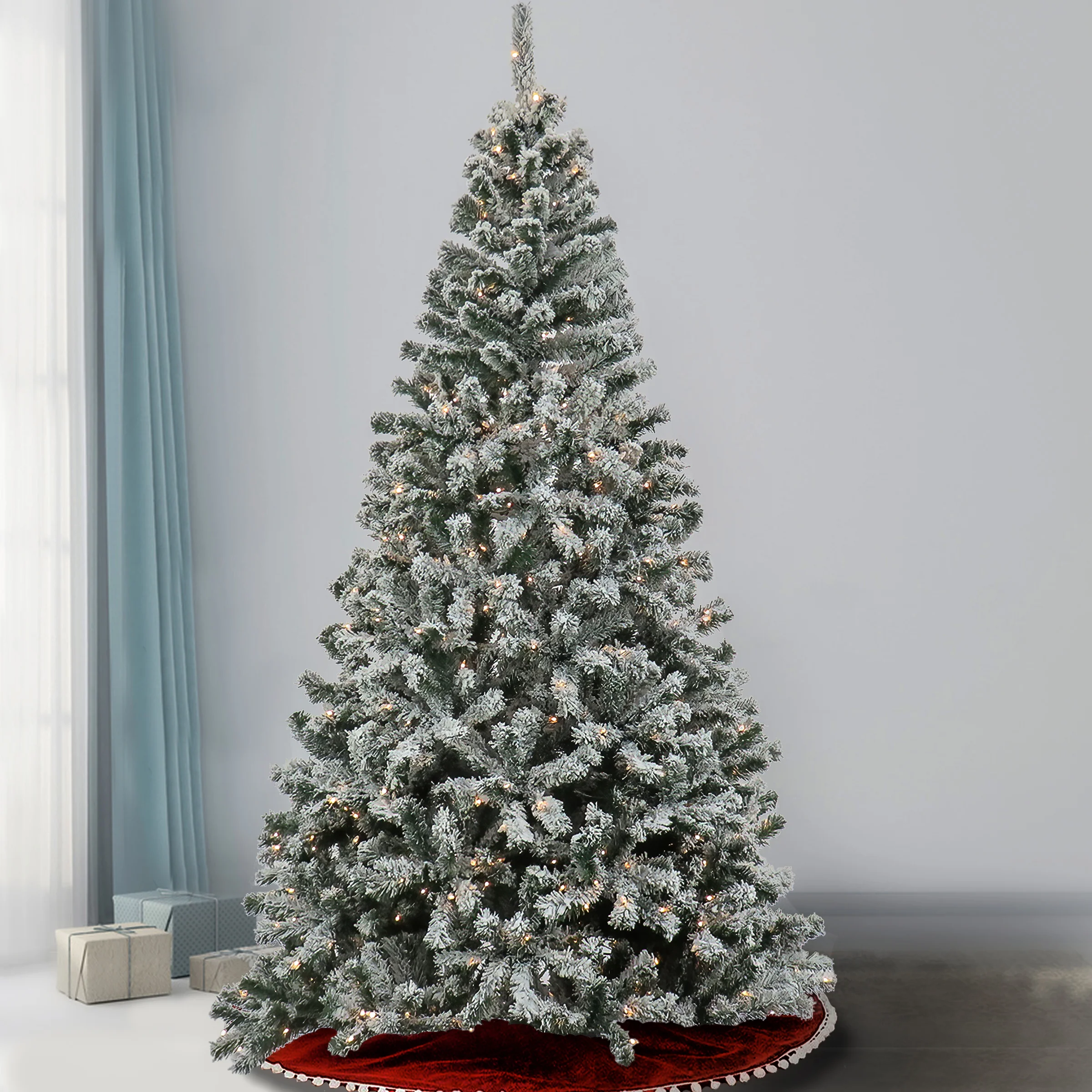 7.5 ft. Pre-Lit Frosted Bonnyville Spruce Tree with Clear Lights - Image 2