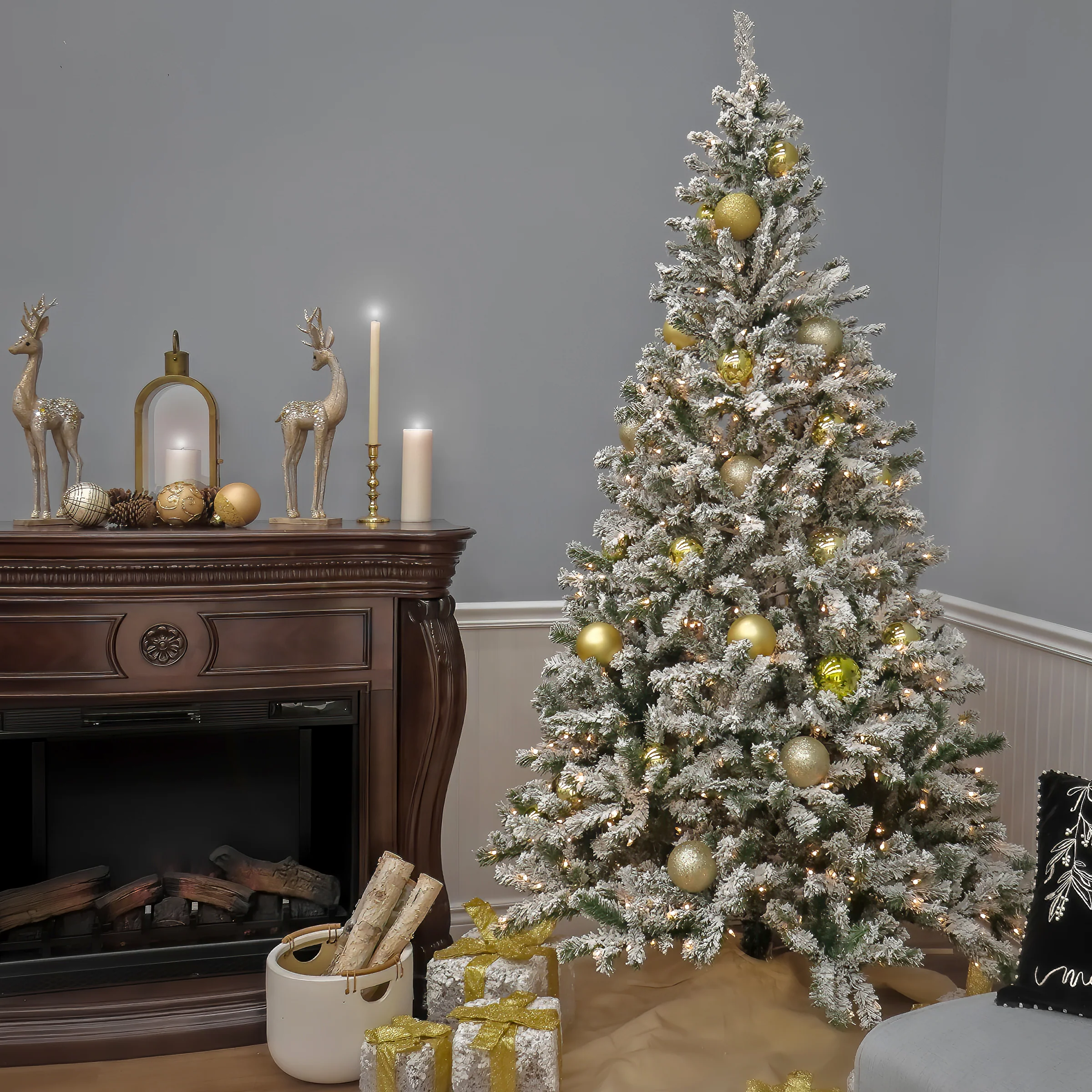 7.5 ft. Pre-Lit Frosted Bonnyville Spruce Tree with Clear Lights - Image 5
