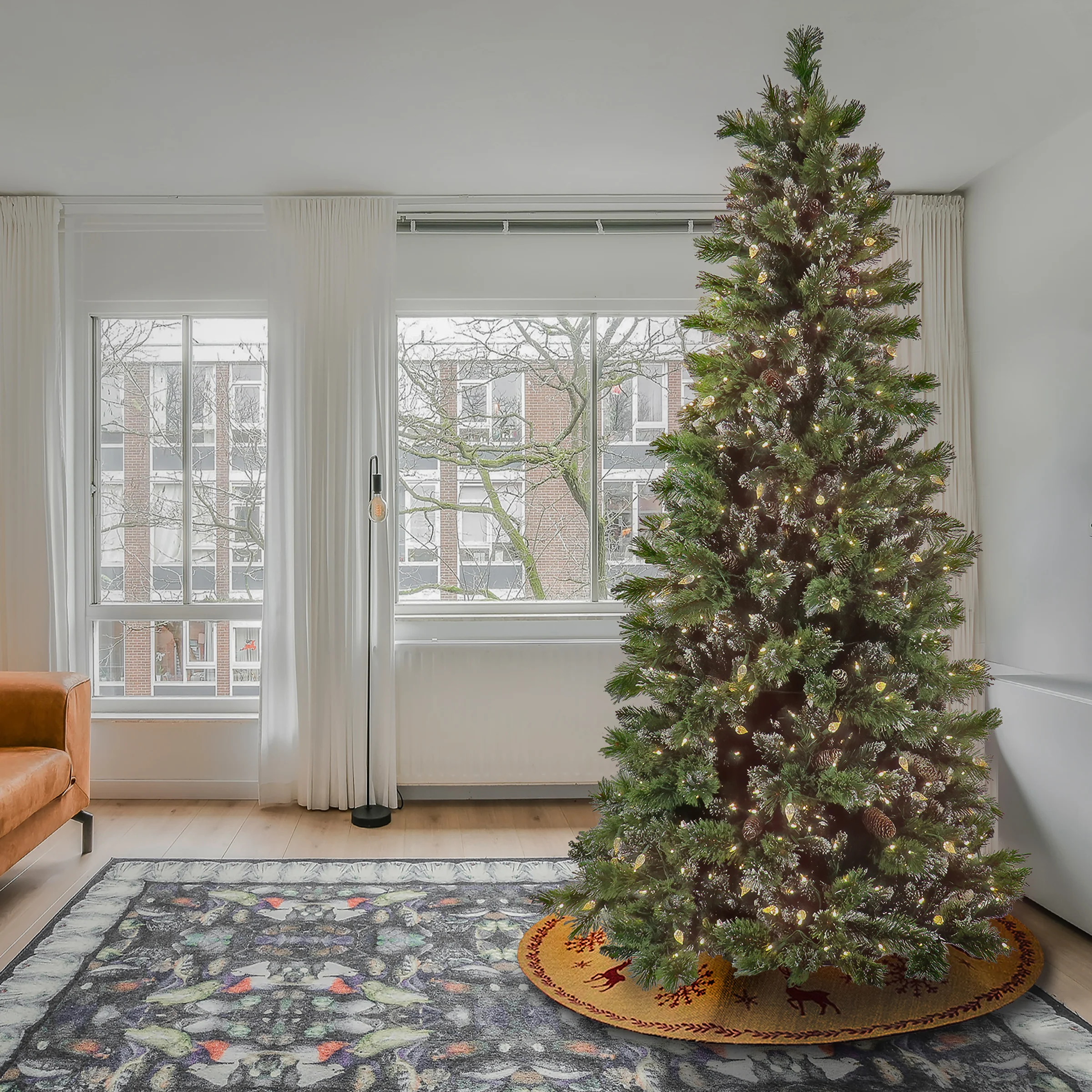 7.5 ft. Pre-Lit Glittery Bristle Pine Medium Tree with PowerConnect Warm White LED Lights - Image 2