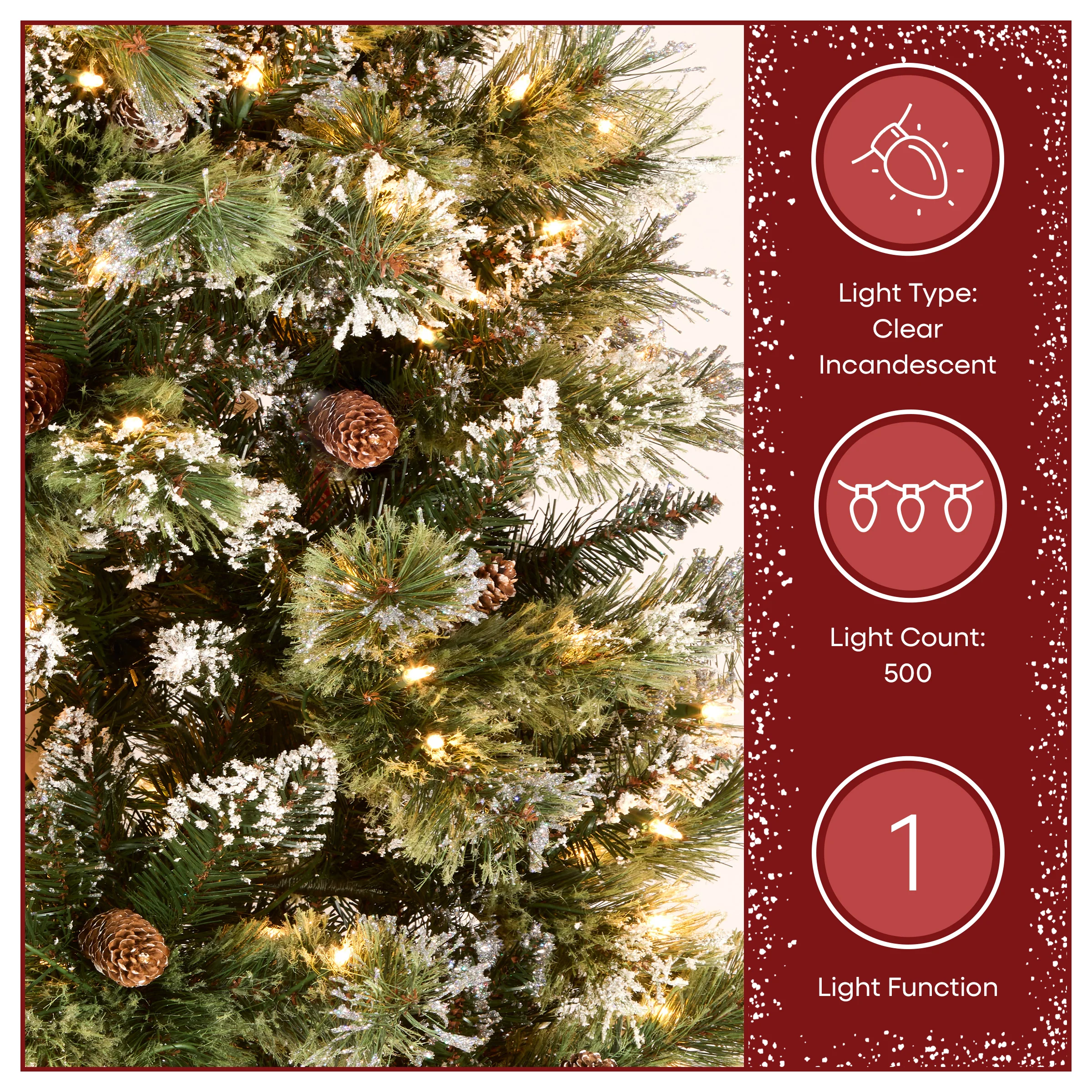 7.5 ft. Pre-Lit Glittery Bristle Slim Tree with Clear Lights, Plug-In - Image 5
