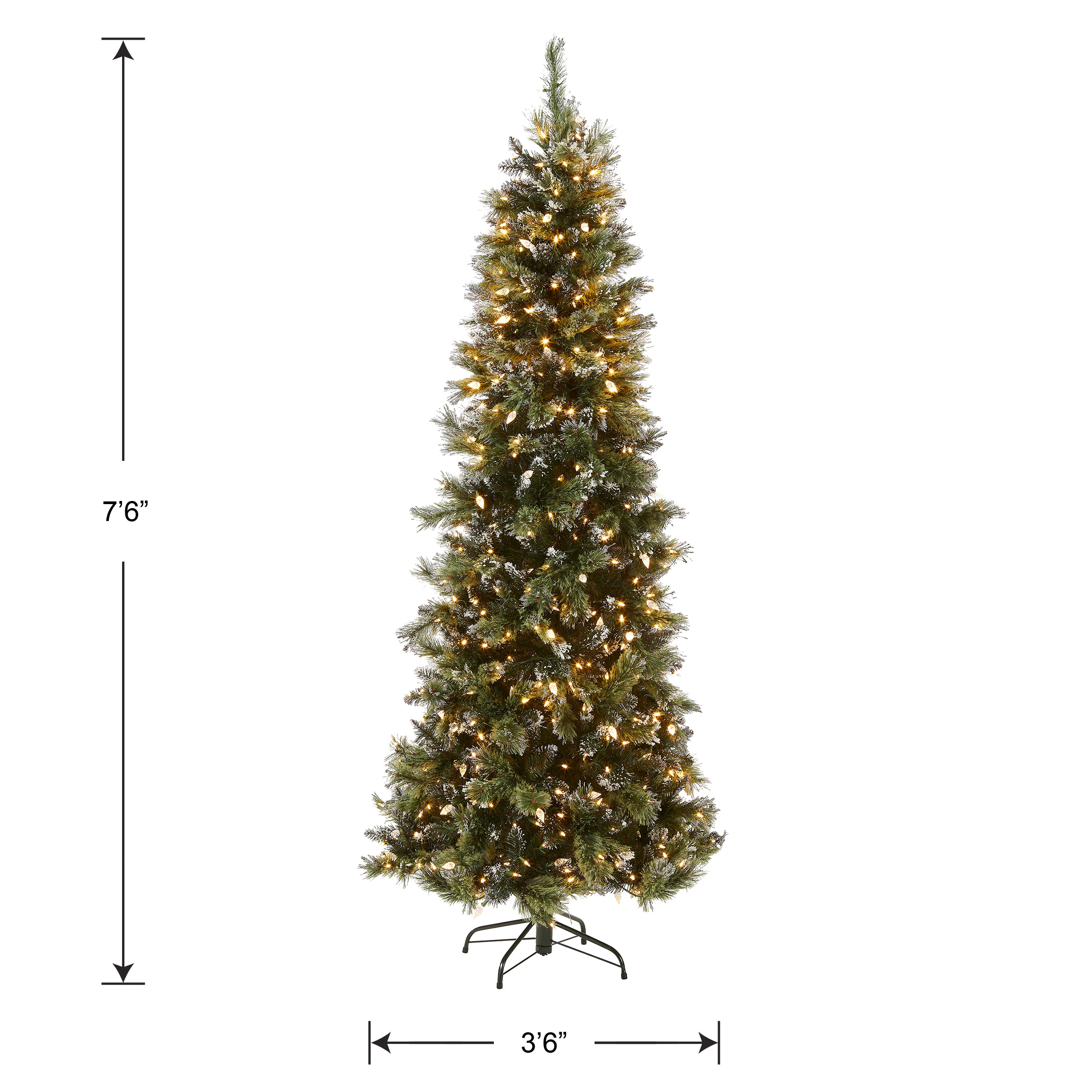 7.5 ft. Pre-Lit Glittery Bristle Slim Tree with LED Lights, Plug-In - Image 5