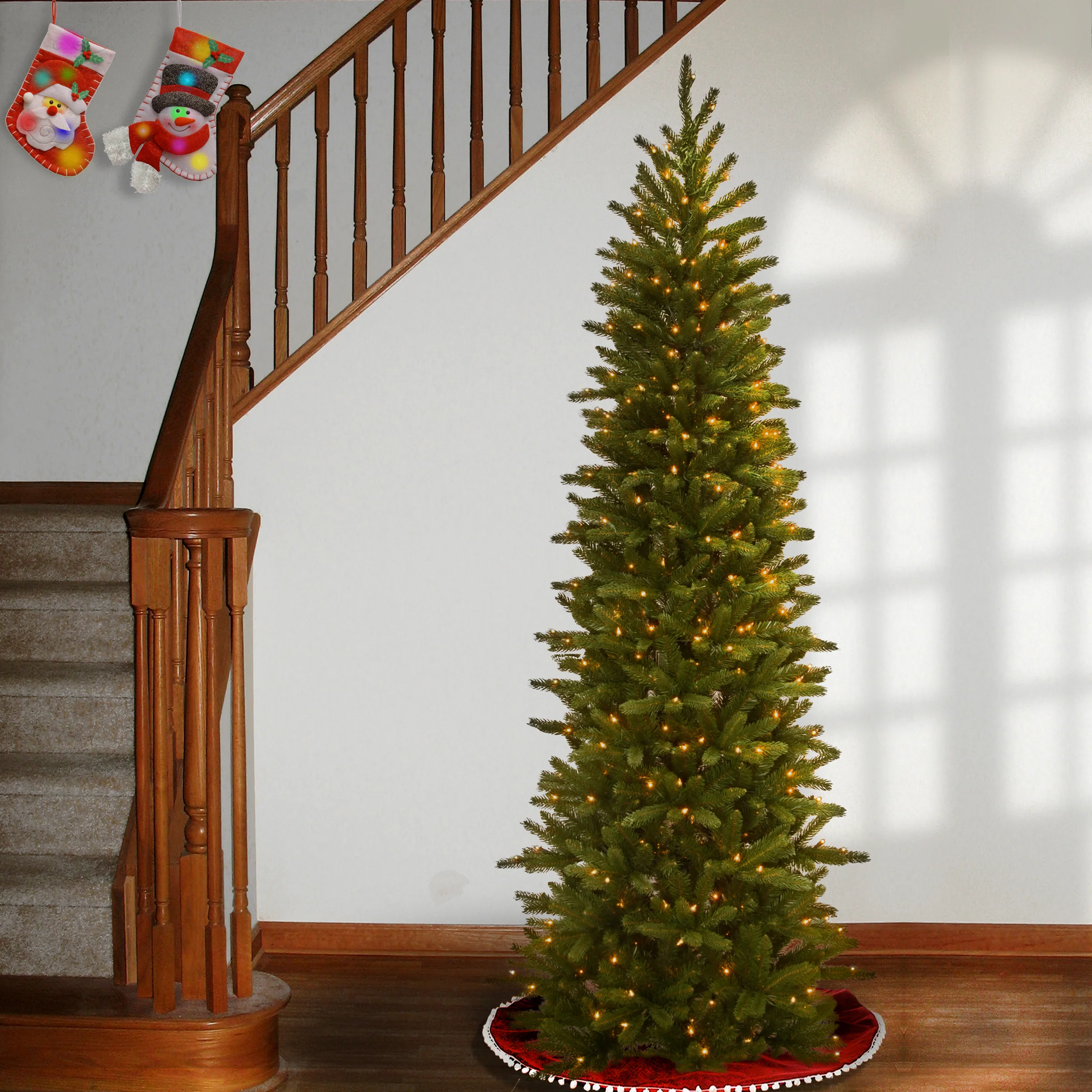 7.5 ft. Pre-Lit Grande Fir Pencil Slim Tree with Clear Lights, Plug-In - Image 4