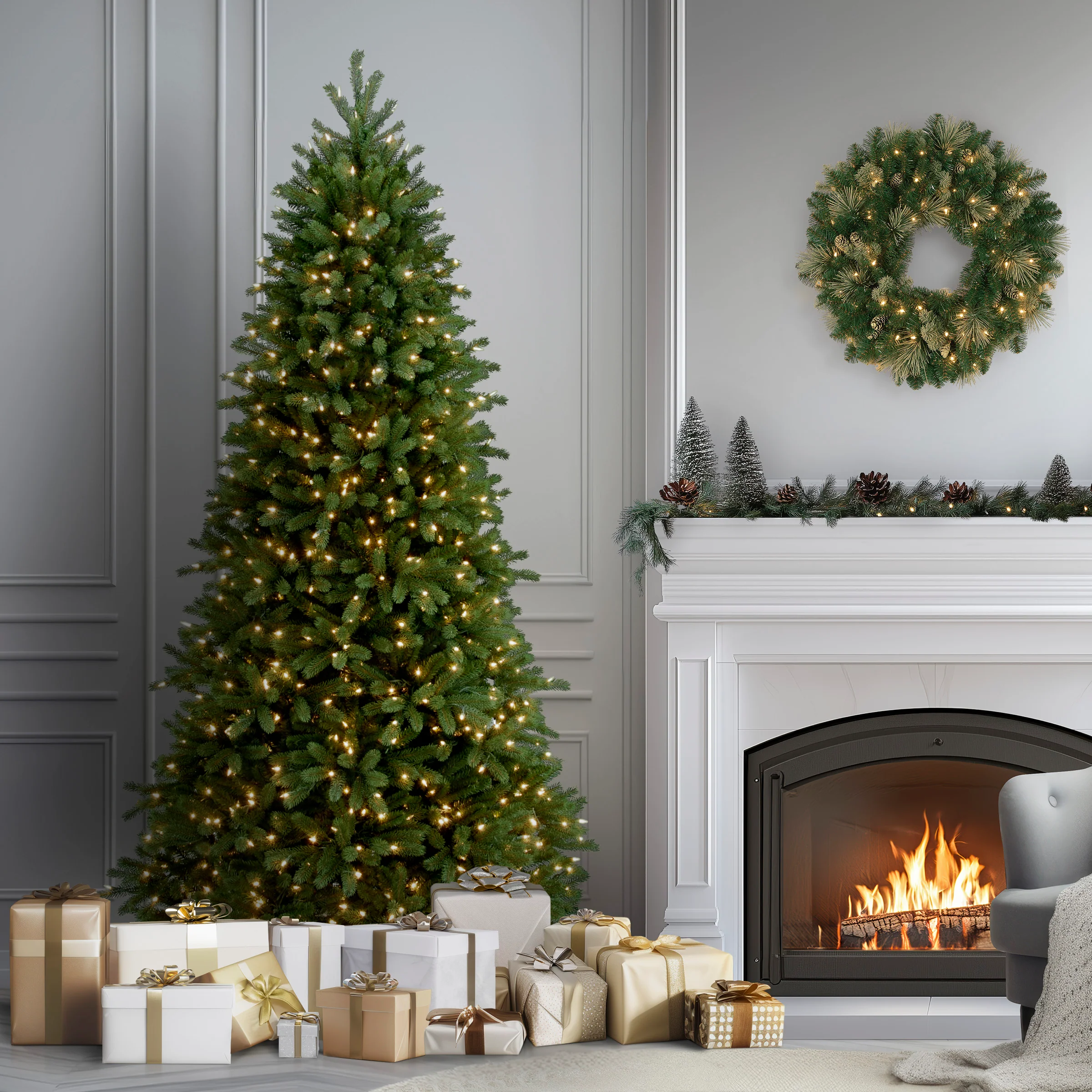 7.5 ft. Pre-Lit Jersey Fraser Fir Slim Tree with Clear Lights, Plug-In - Image 2