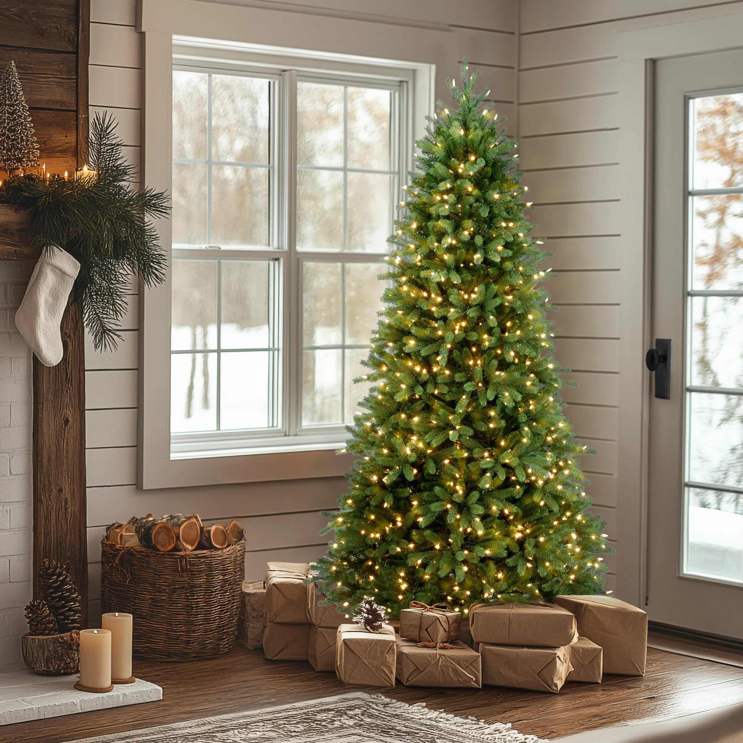7.5 ft. Pre-Lit Jersey Fraser Fir Slim Tree with Clear Lights, Plug-In - Image 8