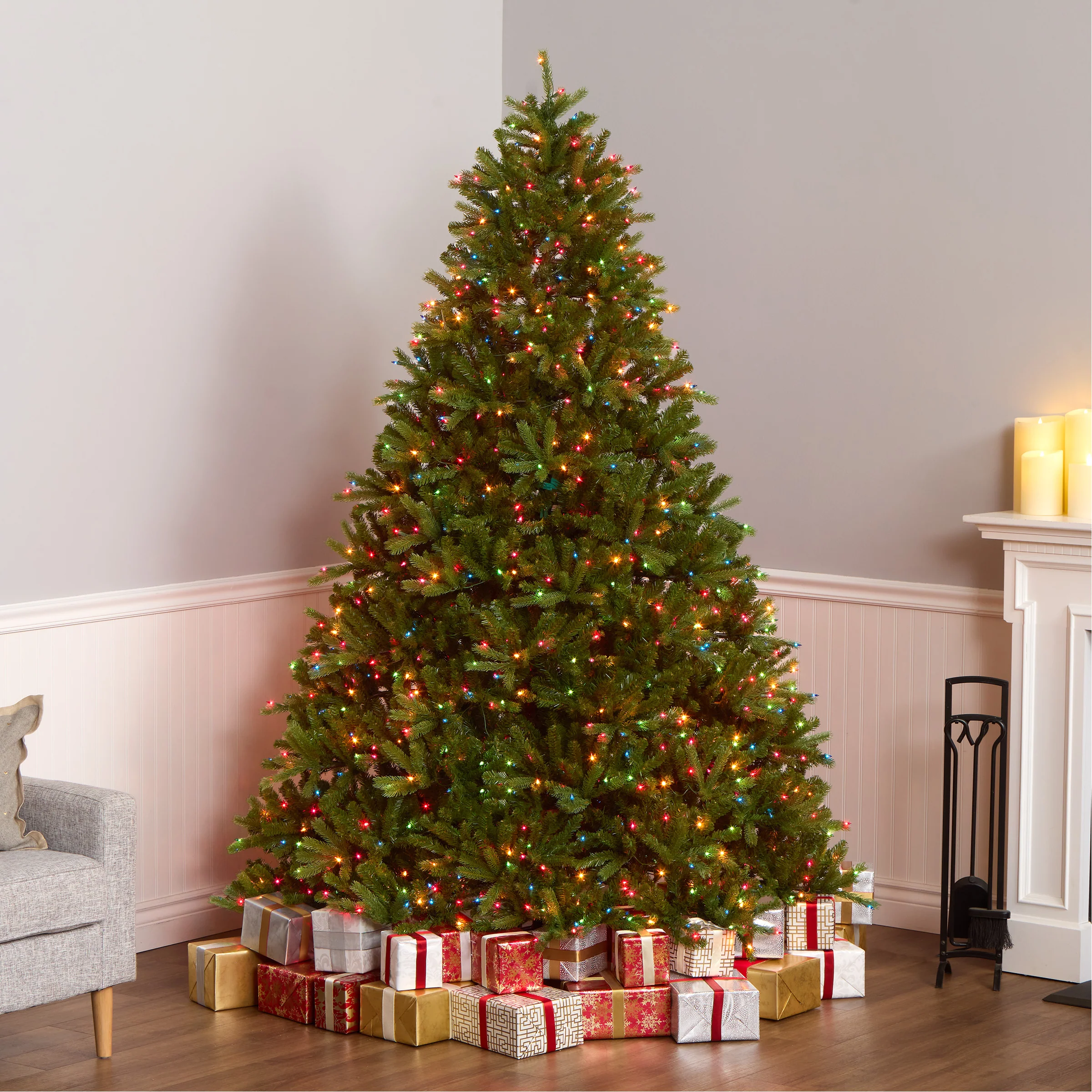 7.5 ft. Pre-Lit Jersey Fraser Fir Tree with Multicolor Lights - Image 2