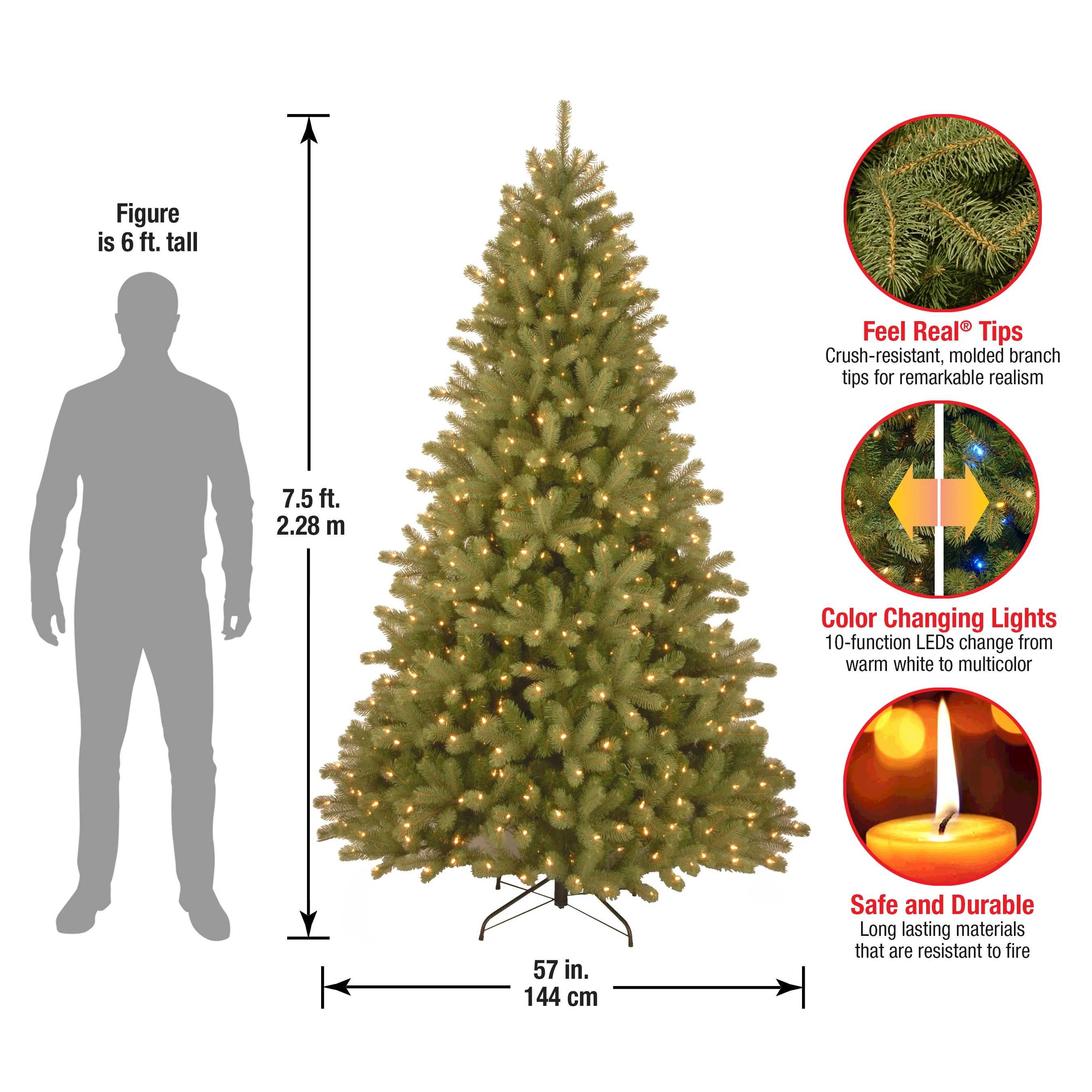 7.5 ft. Pre-Lit Lakewood Spruce Tree with Dual Color LED Lights - Image 6