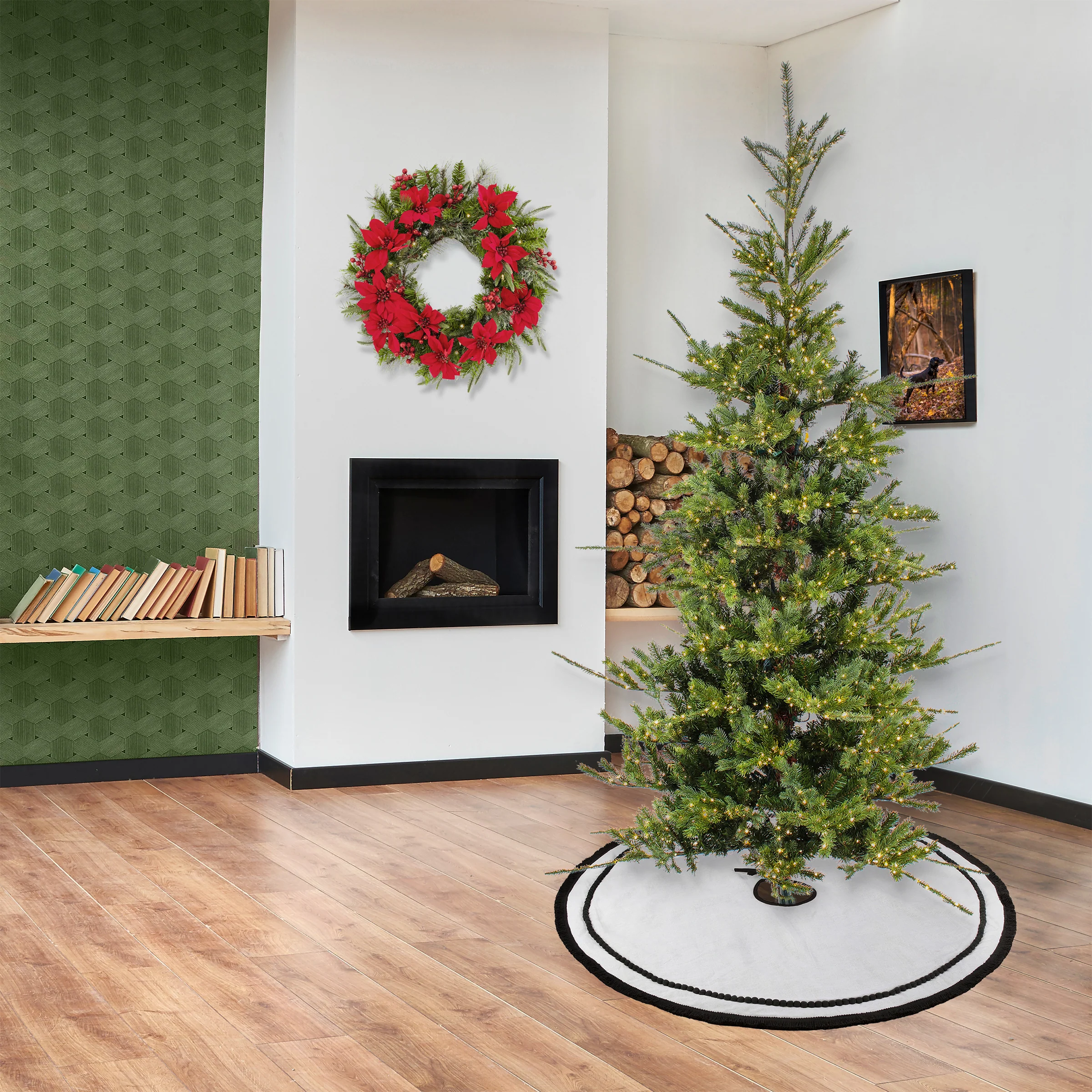 7.5 ft. Pre-Lit Lark Pine Medium Tree with Warm White LED Rice Lights - Image 2