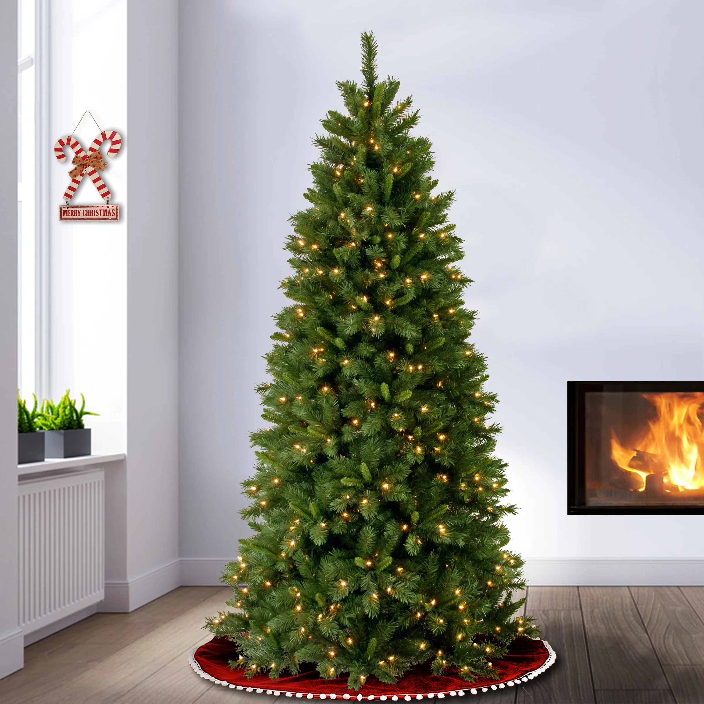 7.5 ft. Pre-Lit Lehigh Valley Pine Tree with Clear Lights - Image 2