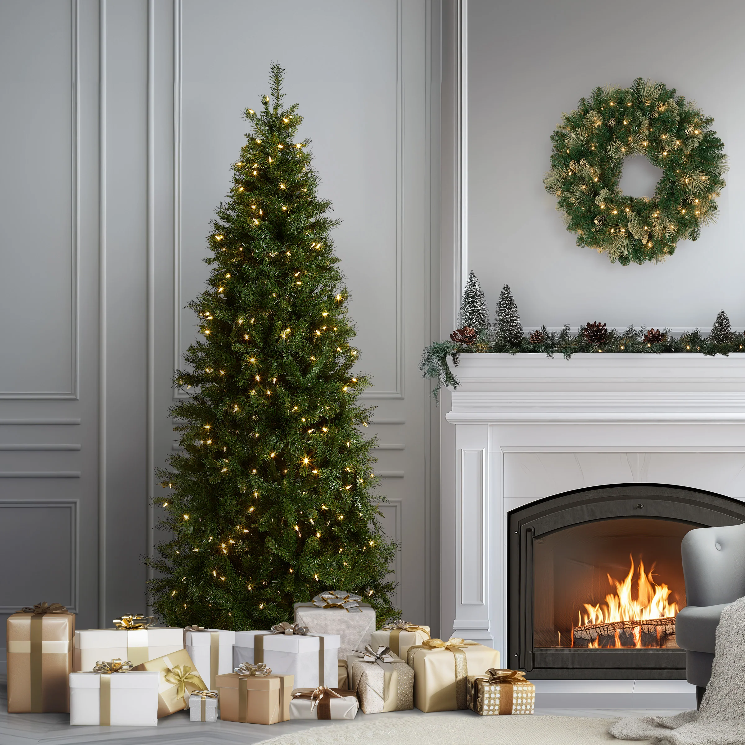 7.5 ft. Pre-Lit Leigh Valley Slim Tree with Dual Color LED Lights, Plug-In - Image 2
