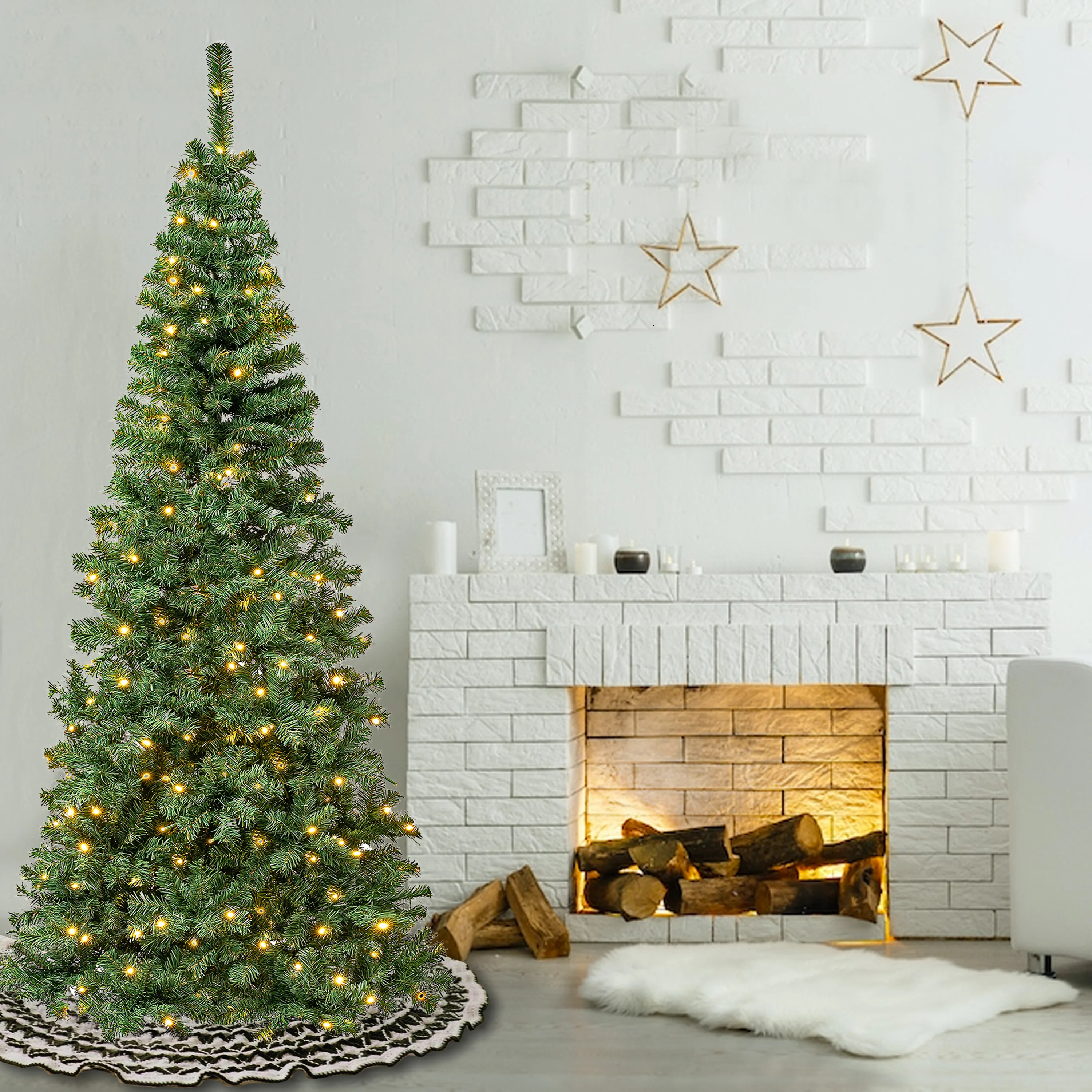 7.5 ft. Pre-Lit Linden Spruce Slim Tree with LED Lights, Plug-In - Image 5