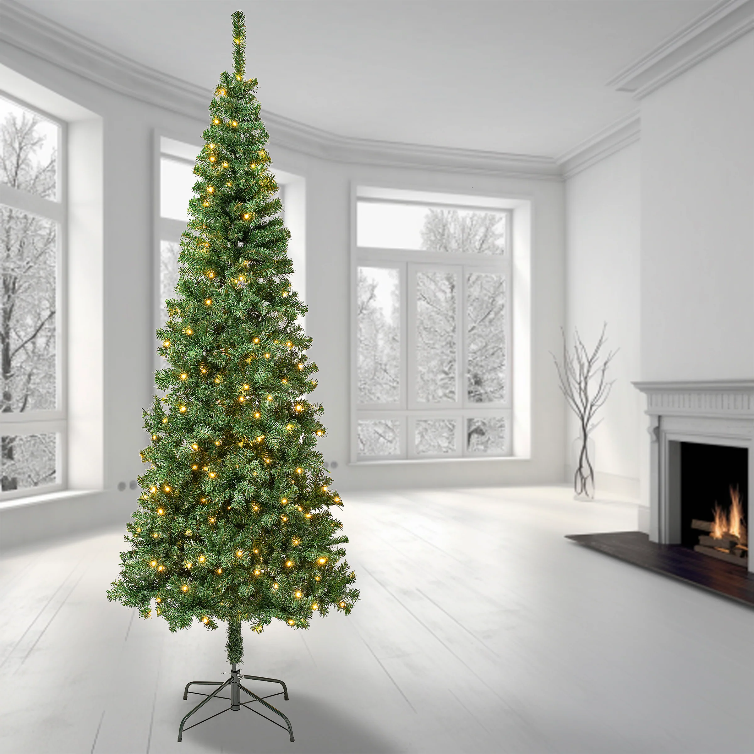 7.5 ft. Pre-Lit Linden Spruce Slim Tree with LED Lights, Plug-In - Image 7