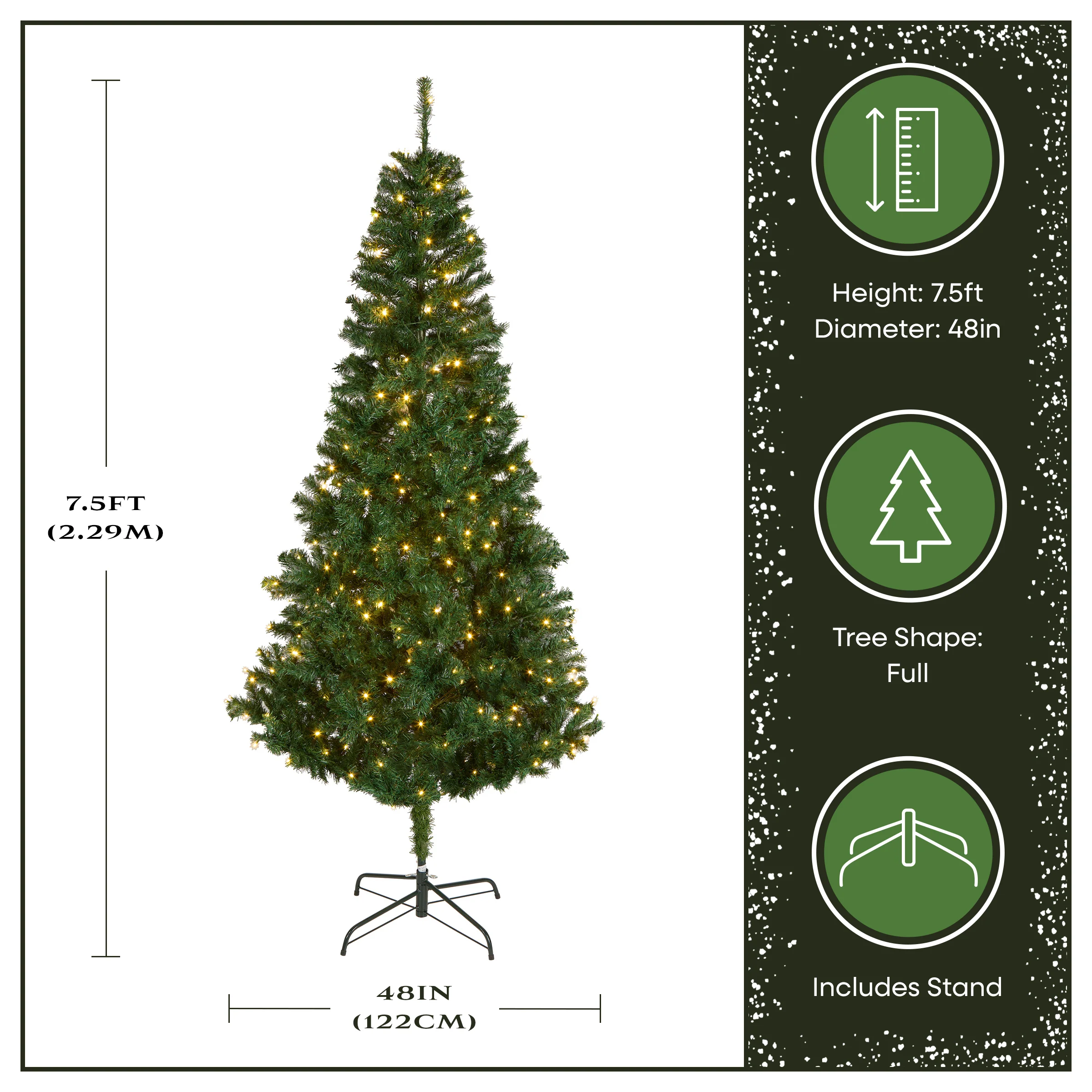 7.5 ft. Pre-Lit Linden Spruce Tree with Warm White LED Lights - Image 4