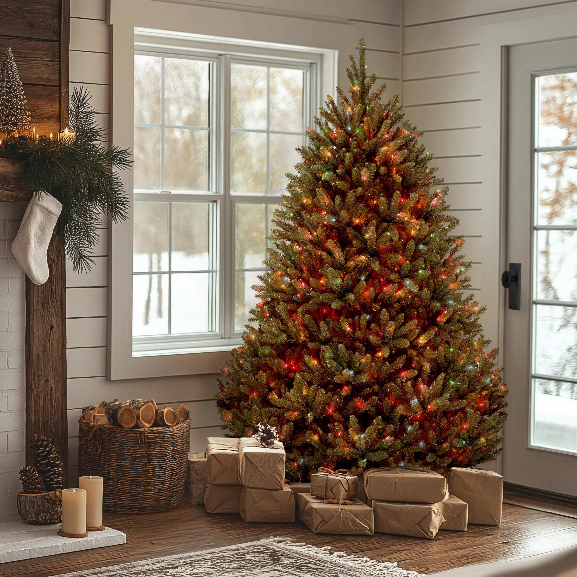 7.5 ft. Pre-Lit Natural Fraser Fir Tree with Multicolor Lights, Plug-In - Image 2