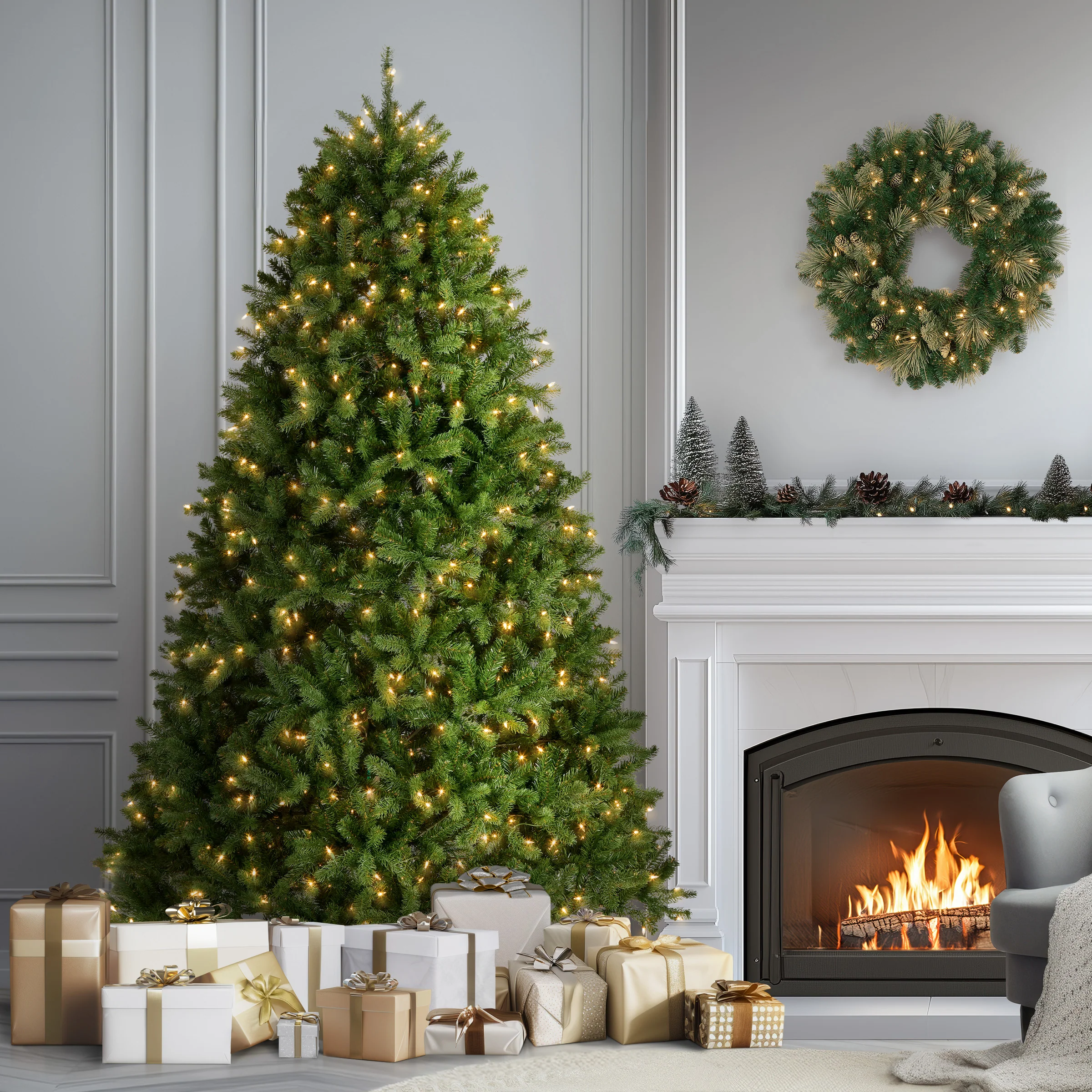 7.5 ft. Pre-Lit Newberry Spruce Tree with Clear Lights - Image 2