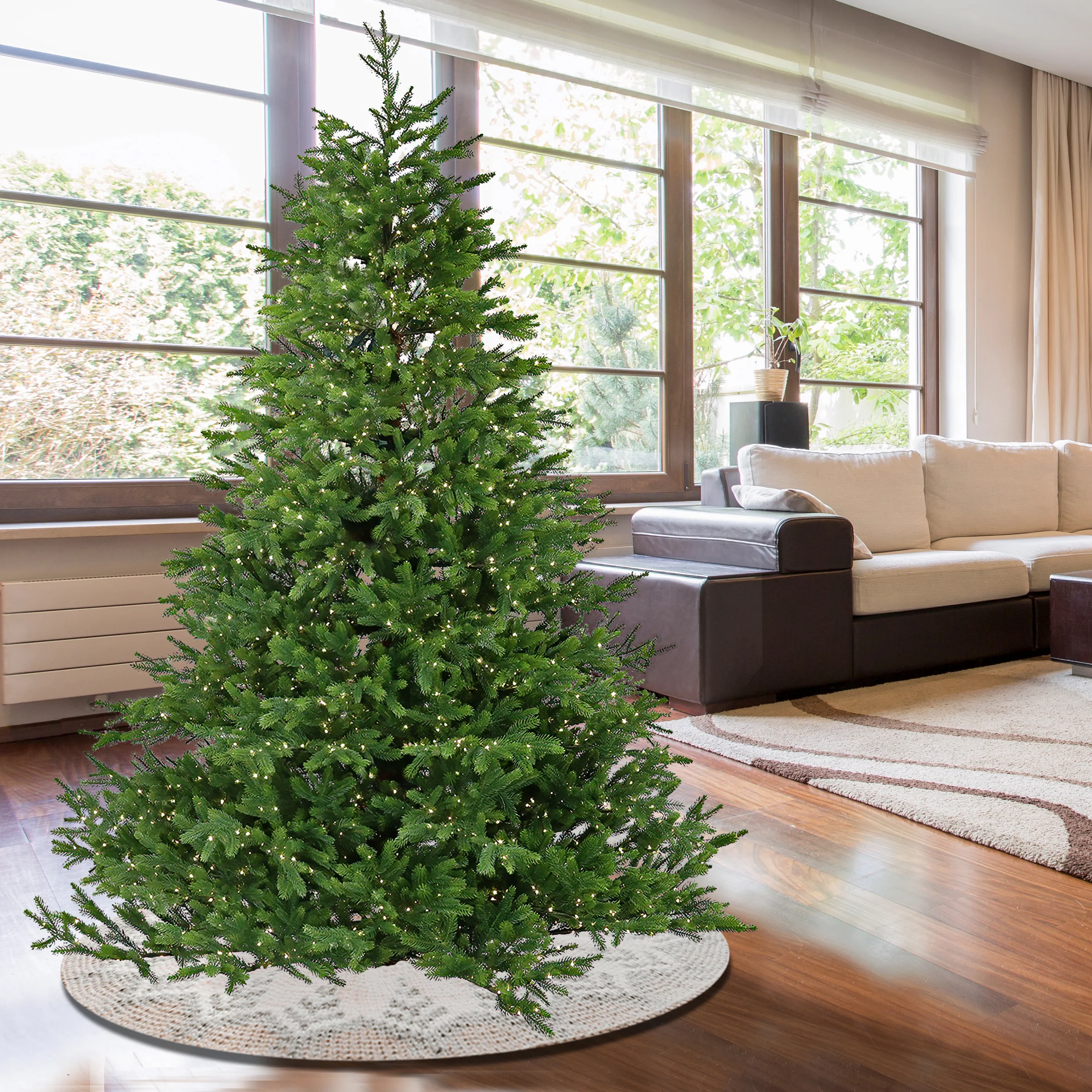 7.5 ft. Pre-Lit Noble Fir Tree with Dual Color Changing Rice Lights - Image 2