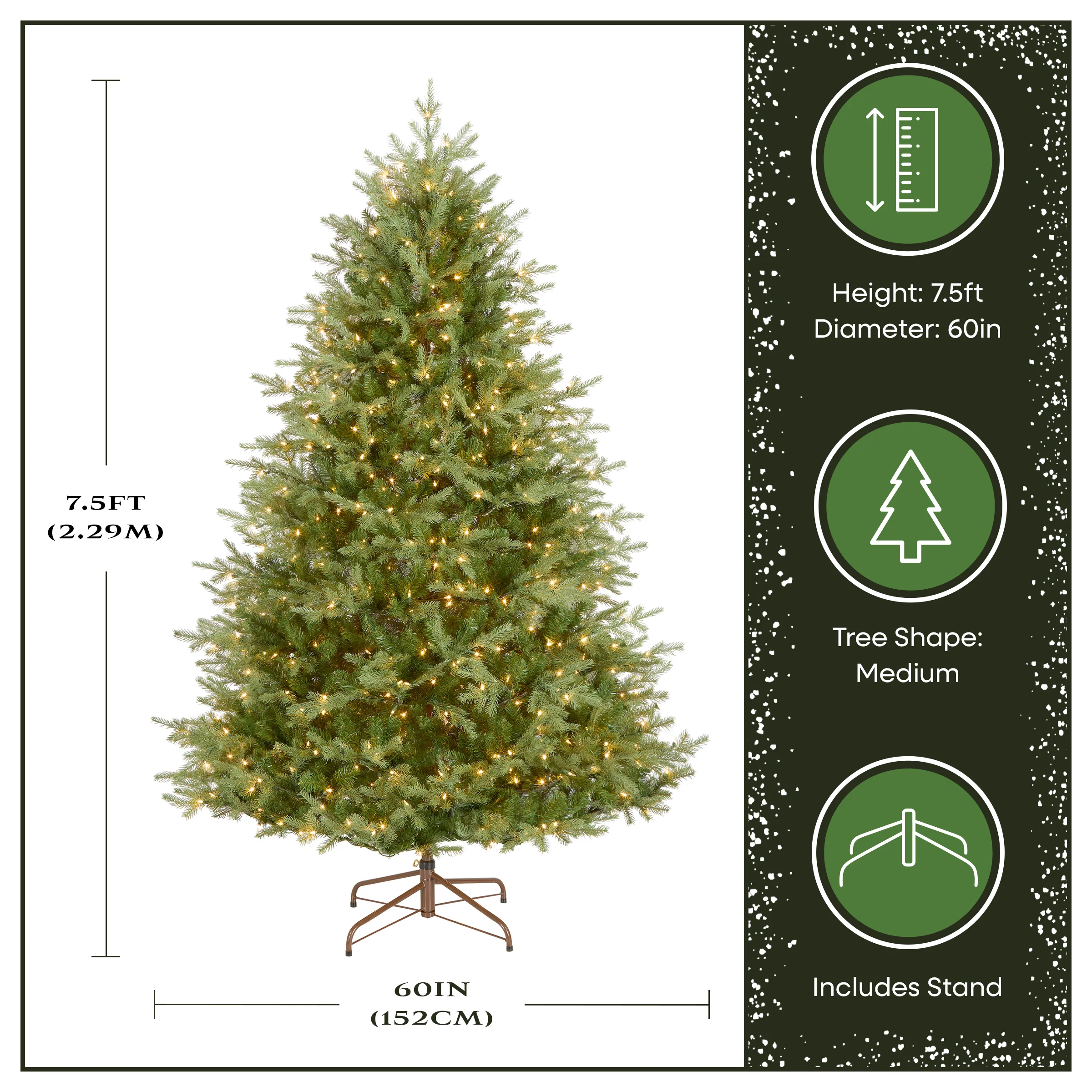 7.5 ft. Pre-Lit Nordic Spruce Medium Tree with Clear Lights - Image 4