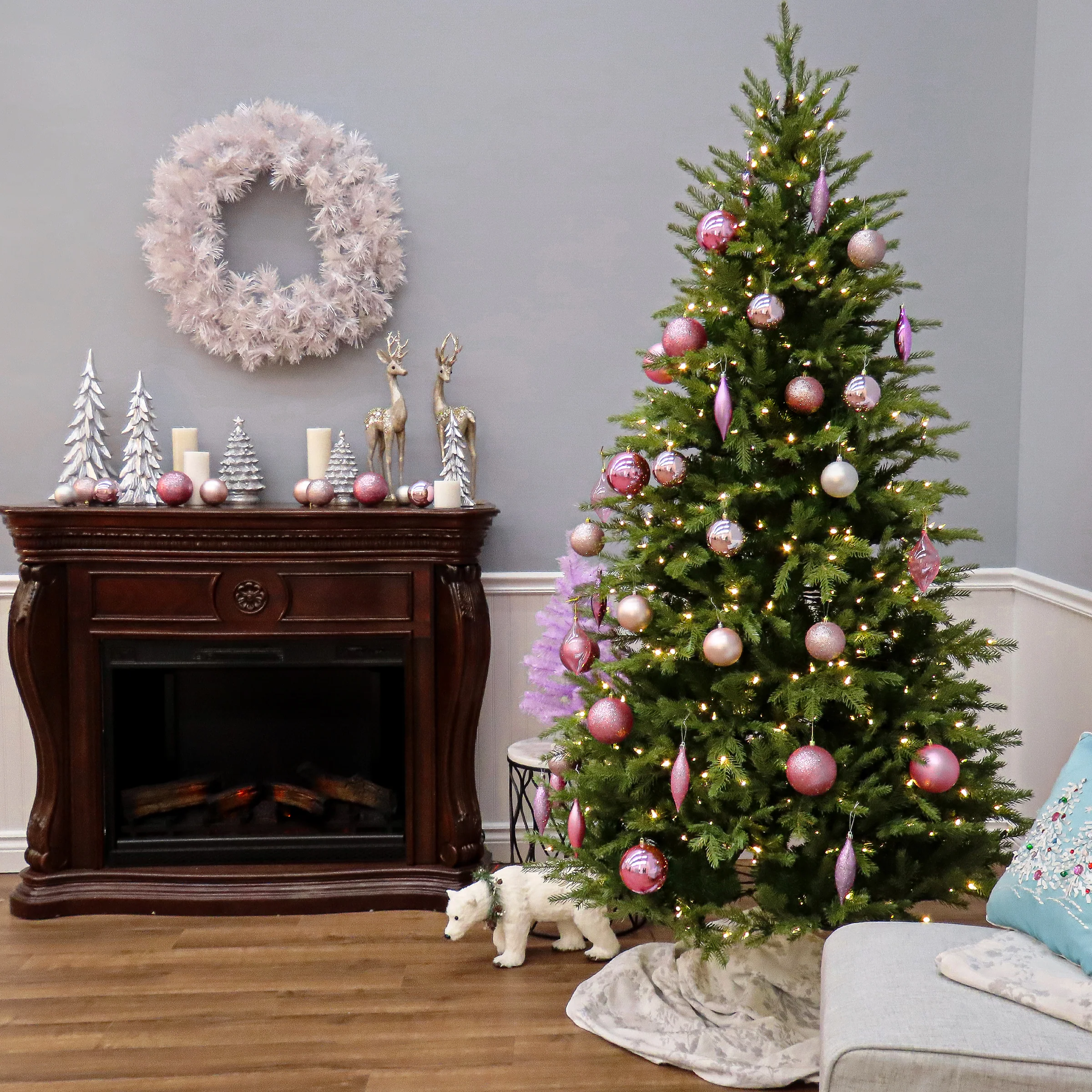 7.5 ft. Pre-Lit Nordic Spruce Slim Tree with Dual Color LED Lights, Plug-In - Image 4
