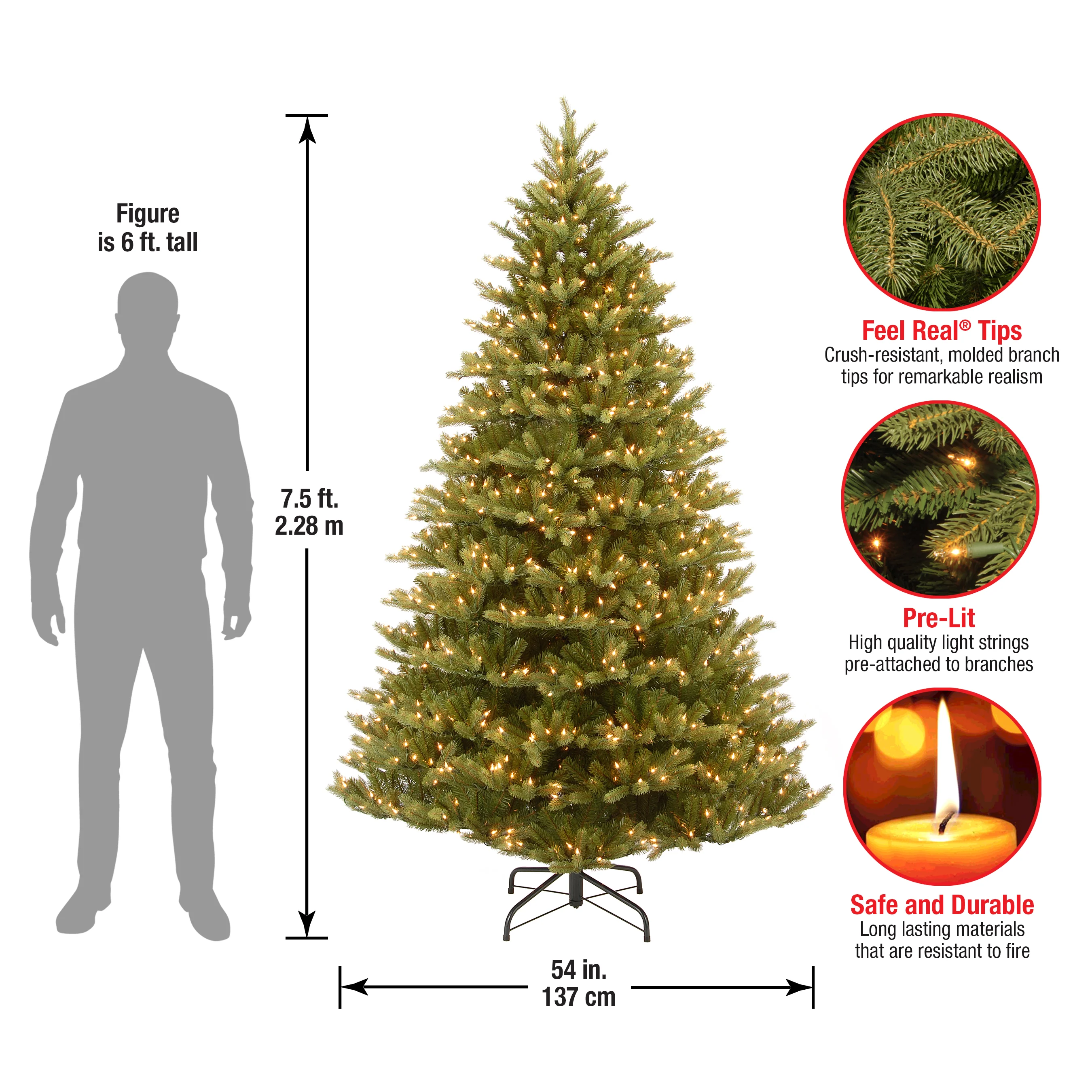 7.5 ft. Pre-Lit Normandy Fir Tree with Clear Lights - Image 5