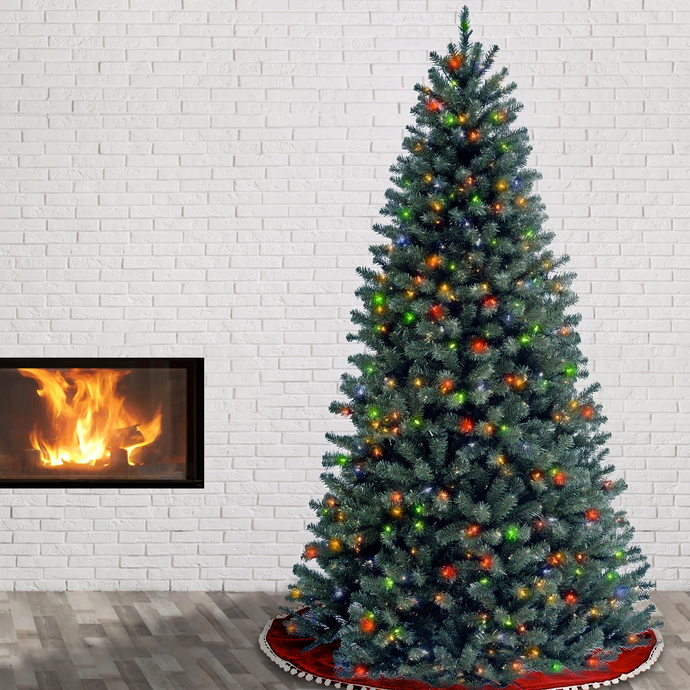 7.5 ft. Pre-Lit North Valley Spruce Blue Tree with Multicolor Lights, Plug-In - Image 3