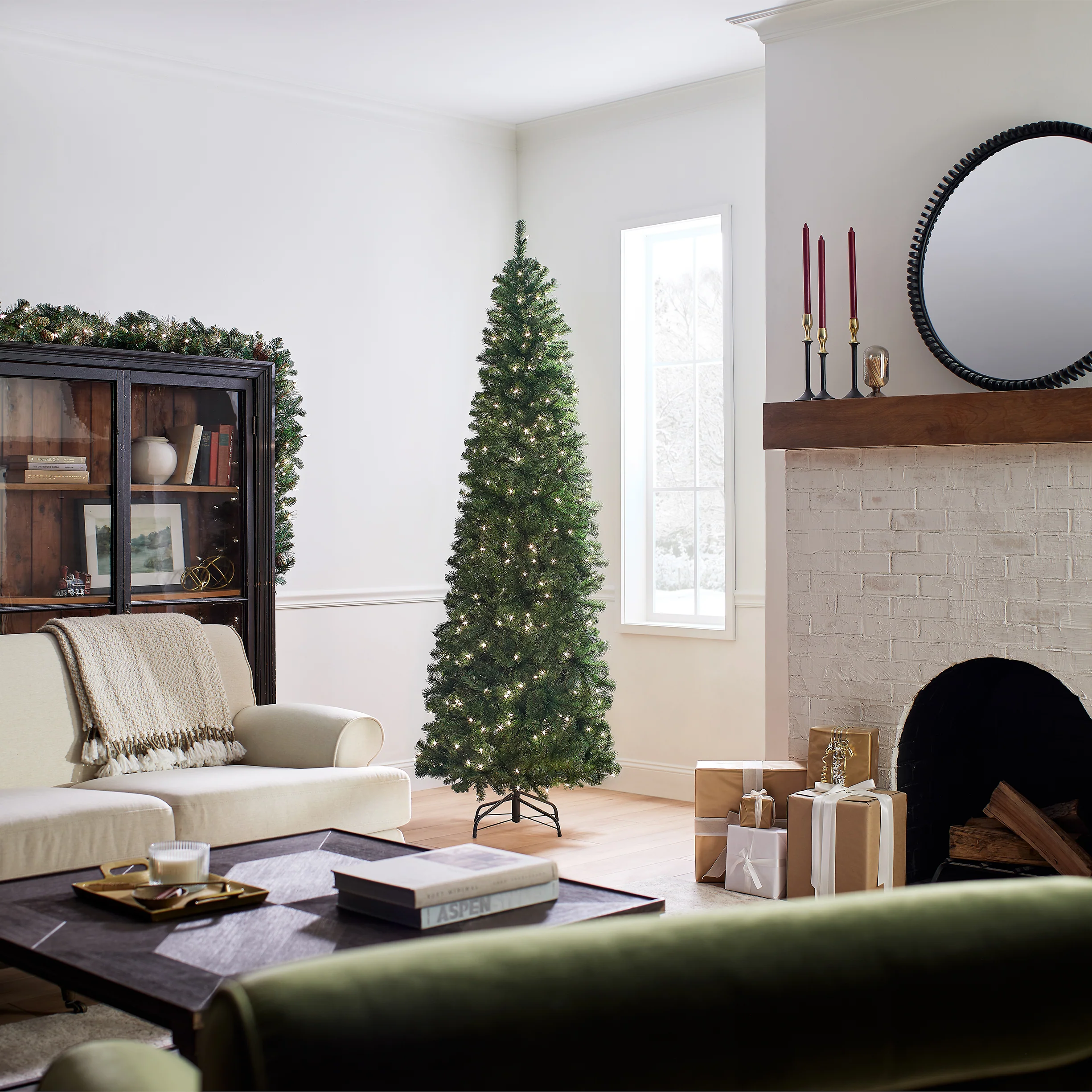 7.5 ft. Pre-Lit North Valley Spruce Pencil Slim Tree with Clear Lights, Plug-In - Image 7