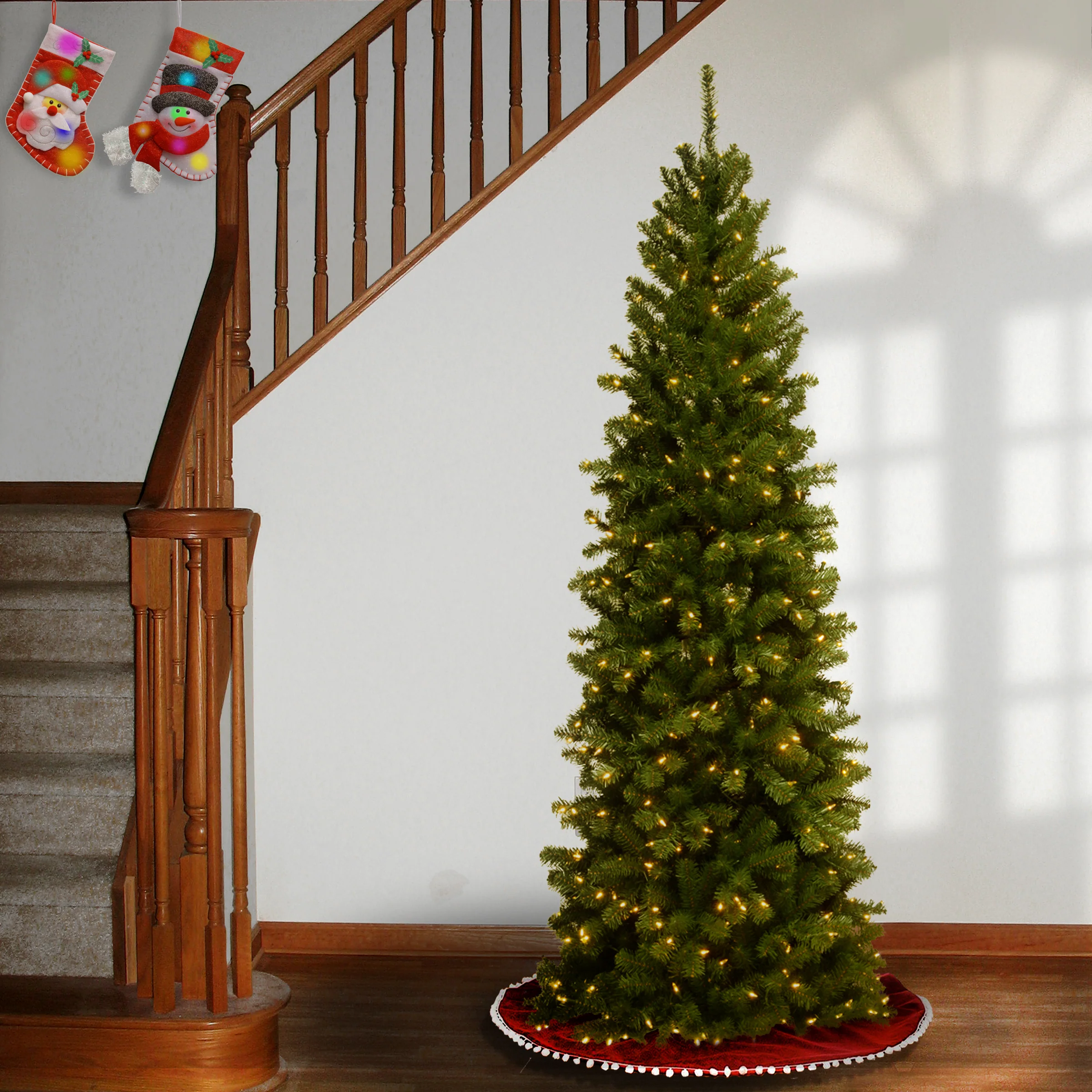7.5 ft. Pre-Lit North Valley Spruce Pencil Slim Tree with Clear Lights, Plug-In - Image 8