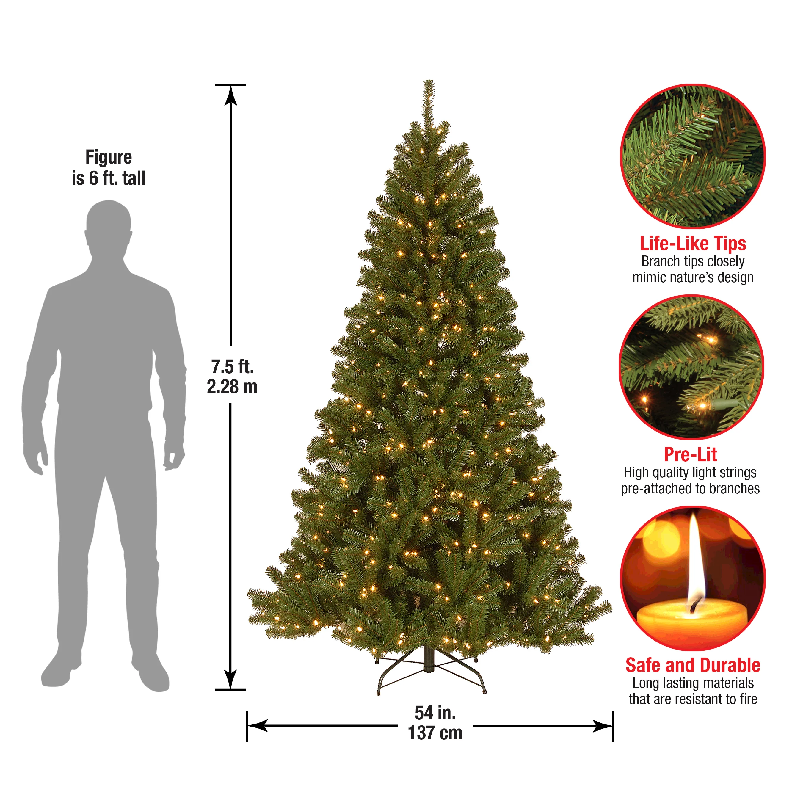 7.5 ft. Pre-Lit North Valley Spruce Tree with Clear Lights, Plug-In - Image 8