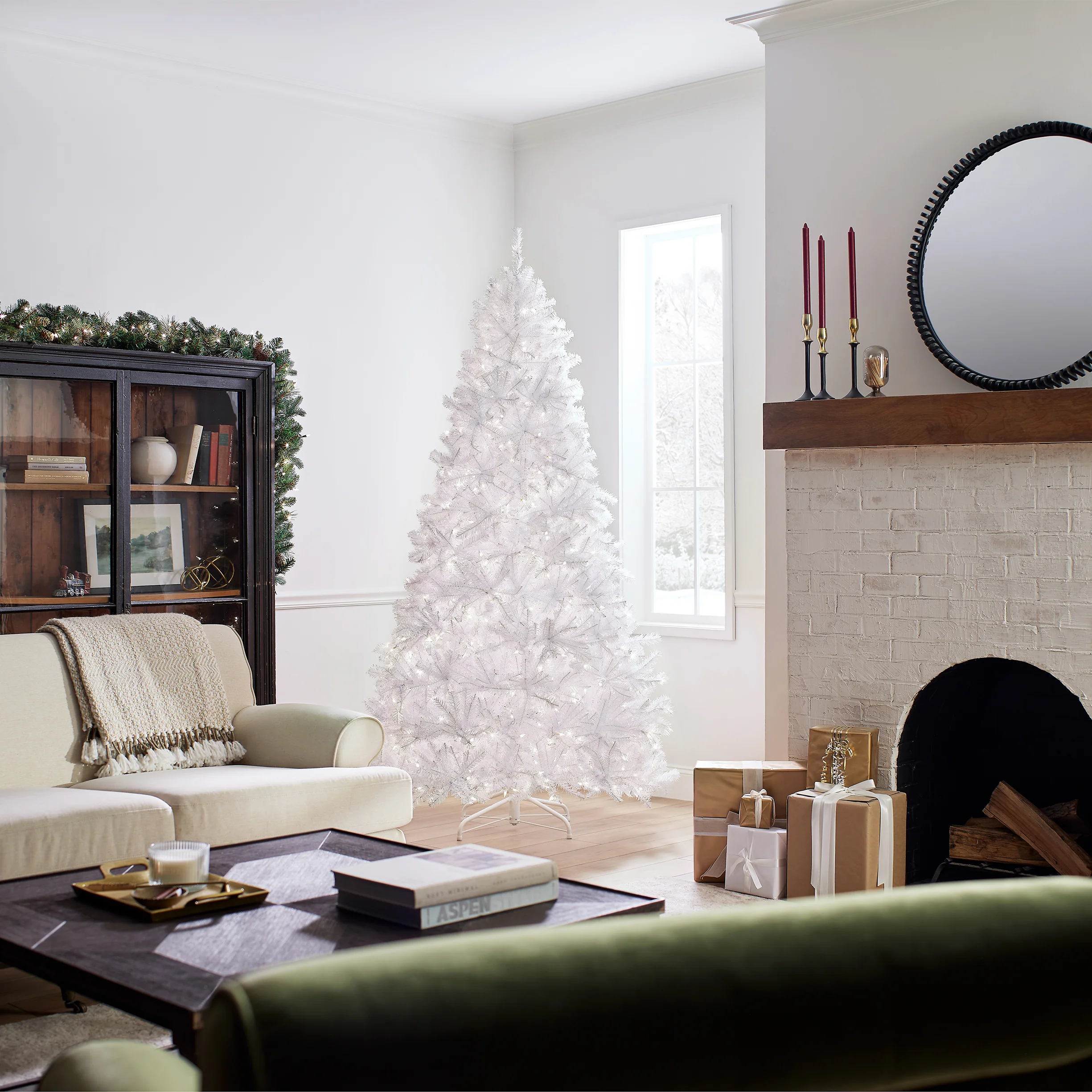 7.5 ft. Pre-Lit North Valley Spruce White Tree with Clear Lights, Plug-In - Image 5