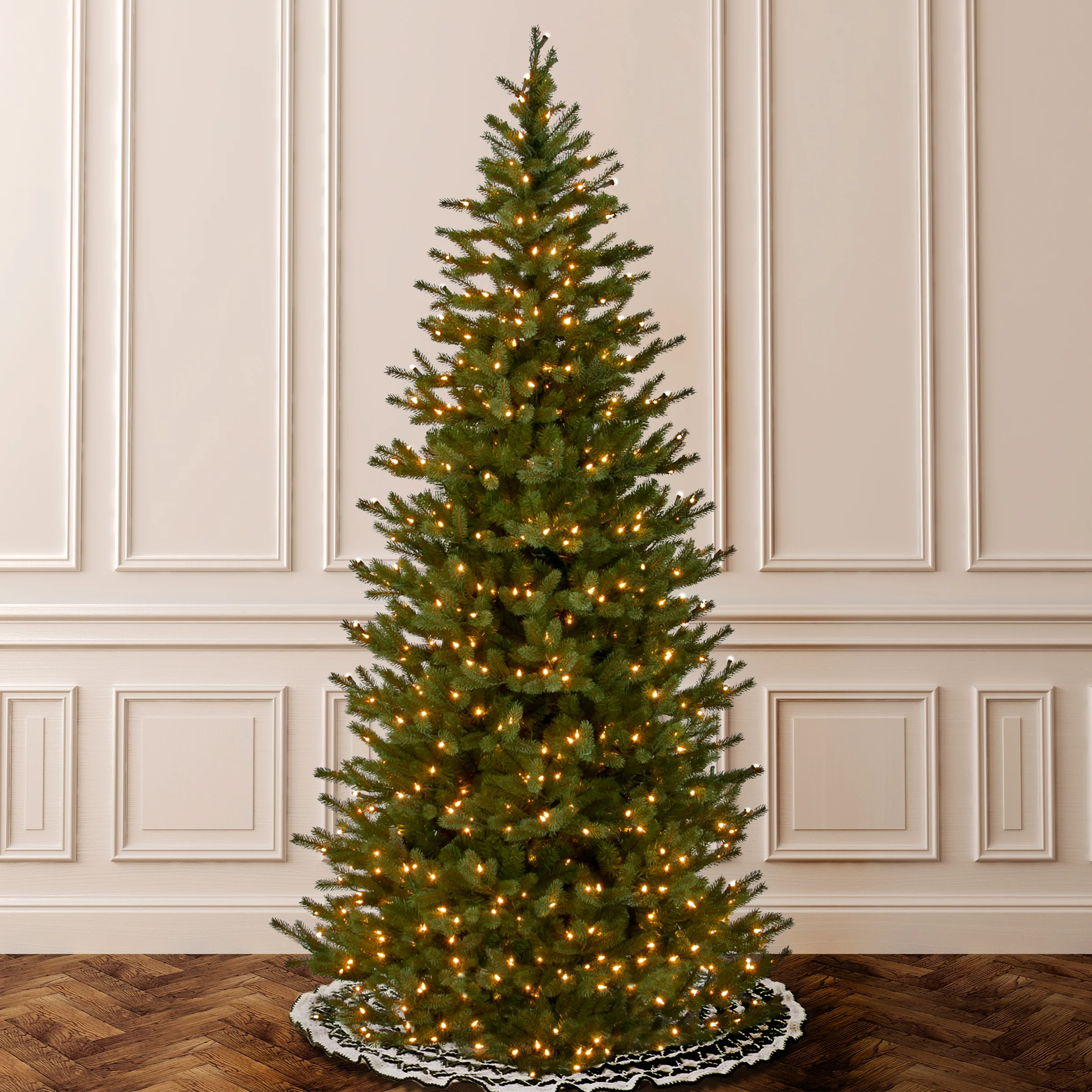 7.5 ft. Pre-Lit Norway Spruce Slim Tree with Clear Lights - Image 2