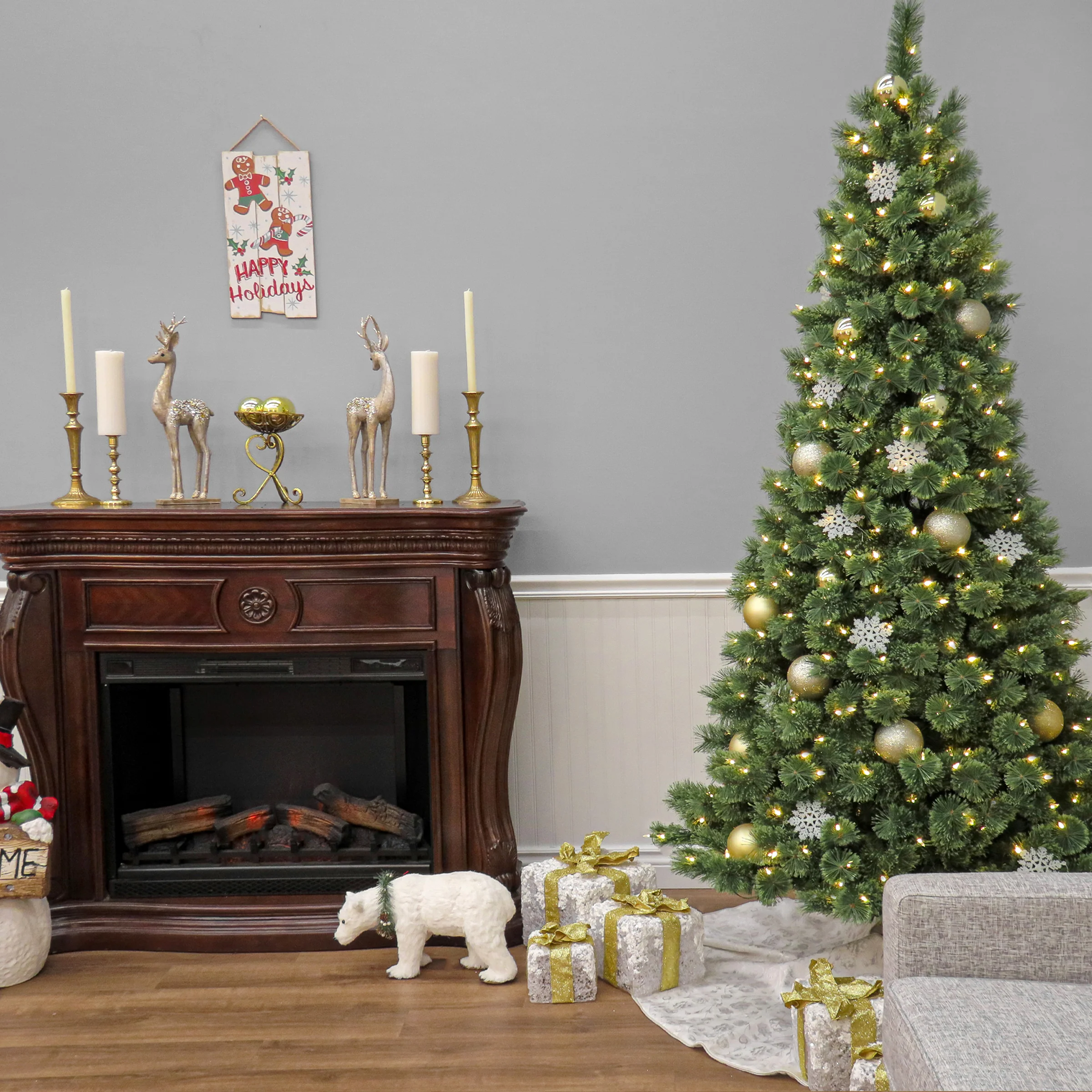 7.5 ft. Pre-Lit Pilchuck Pine Tree with LED Lights, Plug-In - Image 4