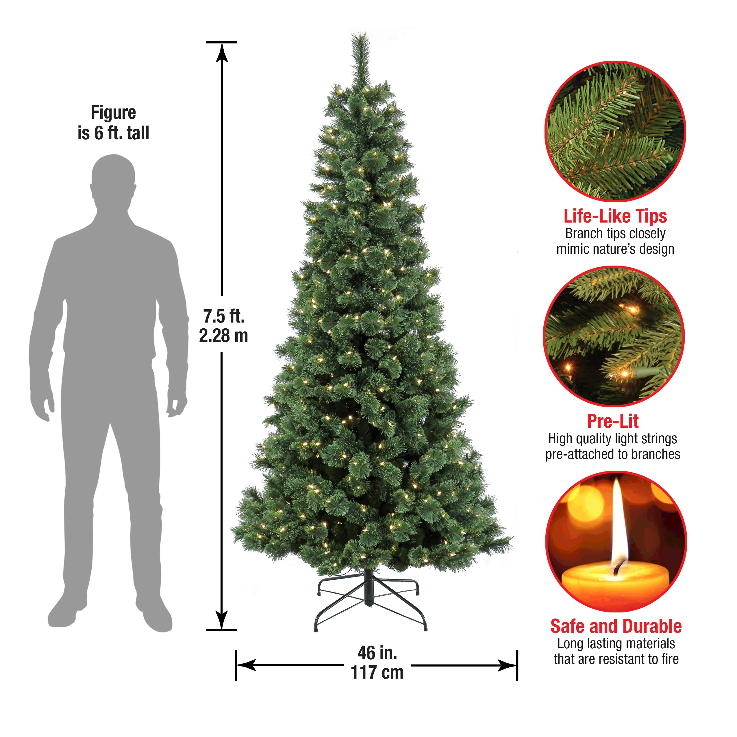 7.5 ft. Pre-Lit Pilchuck Pine Tree with LED Lights, Plug-In - Image 5