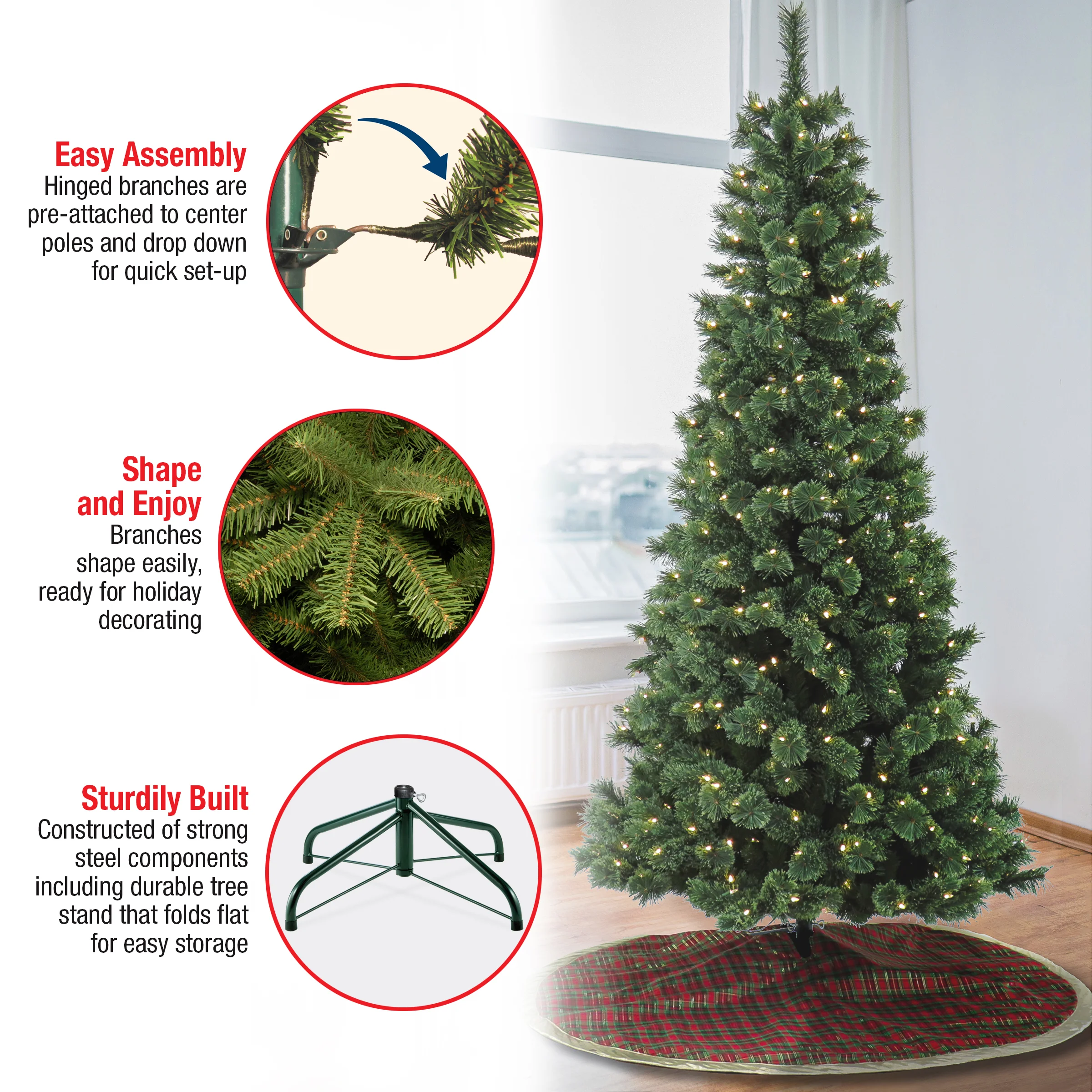 7.5 ft. Pre-Lit Pilchuck Pine Tree with LED Lights, Plug-In - Image 6