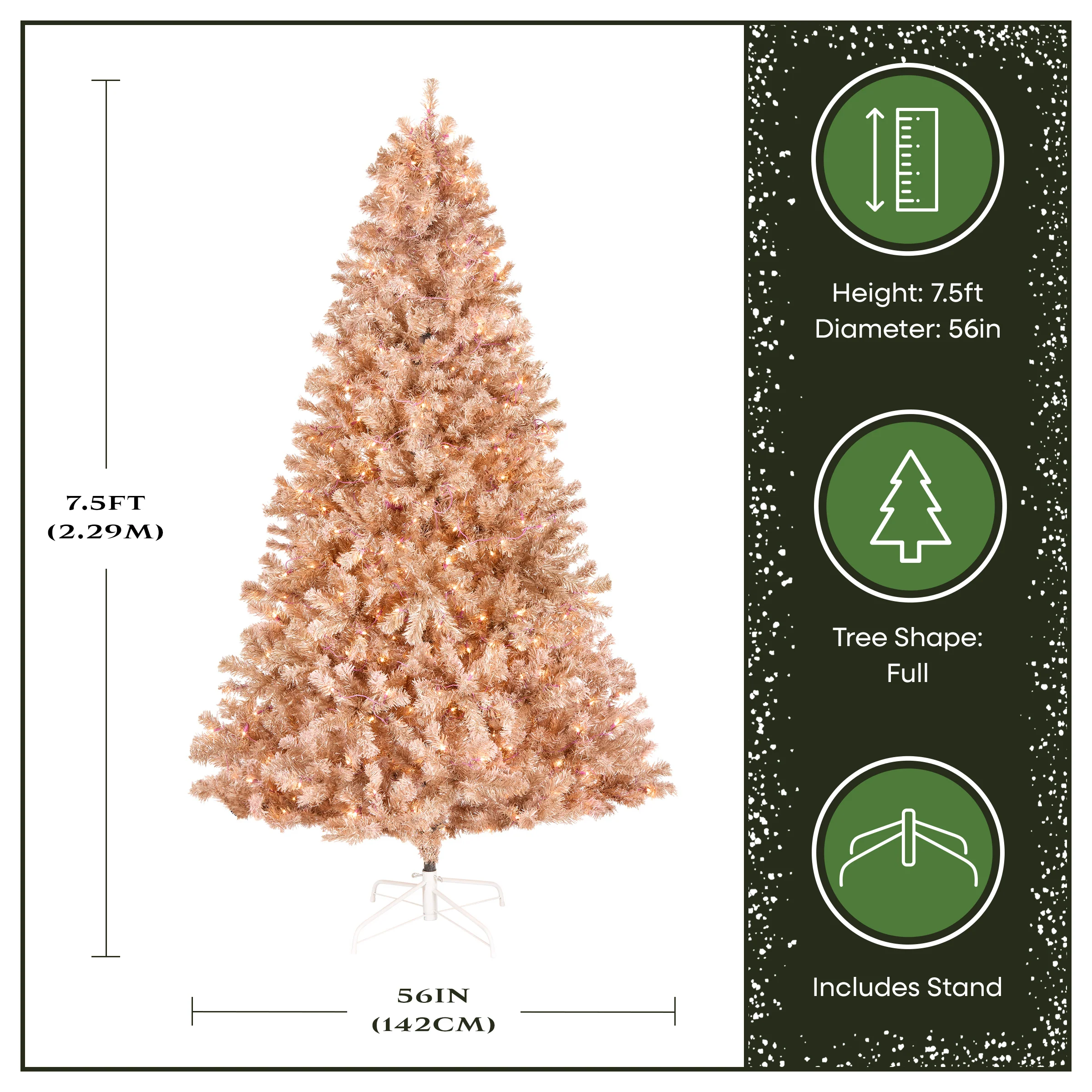 7.5 ft Pre-Lit Pink Flocked Full Artificial Christmas Tree with Clear Lights - Image 4