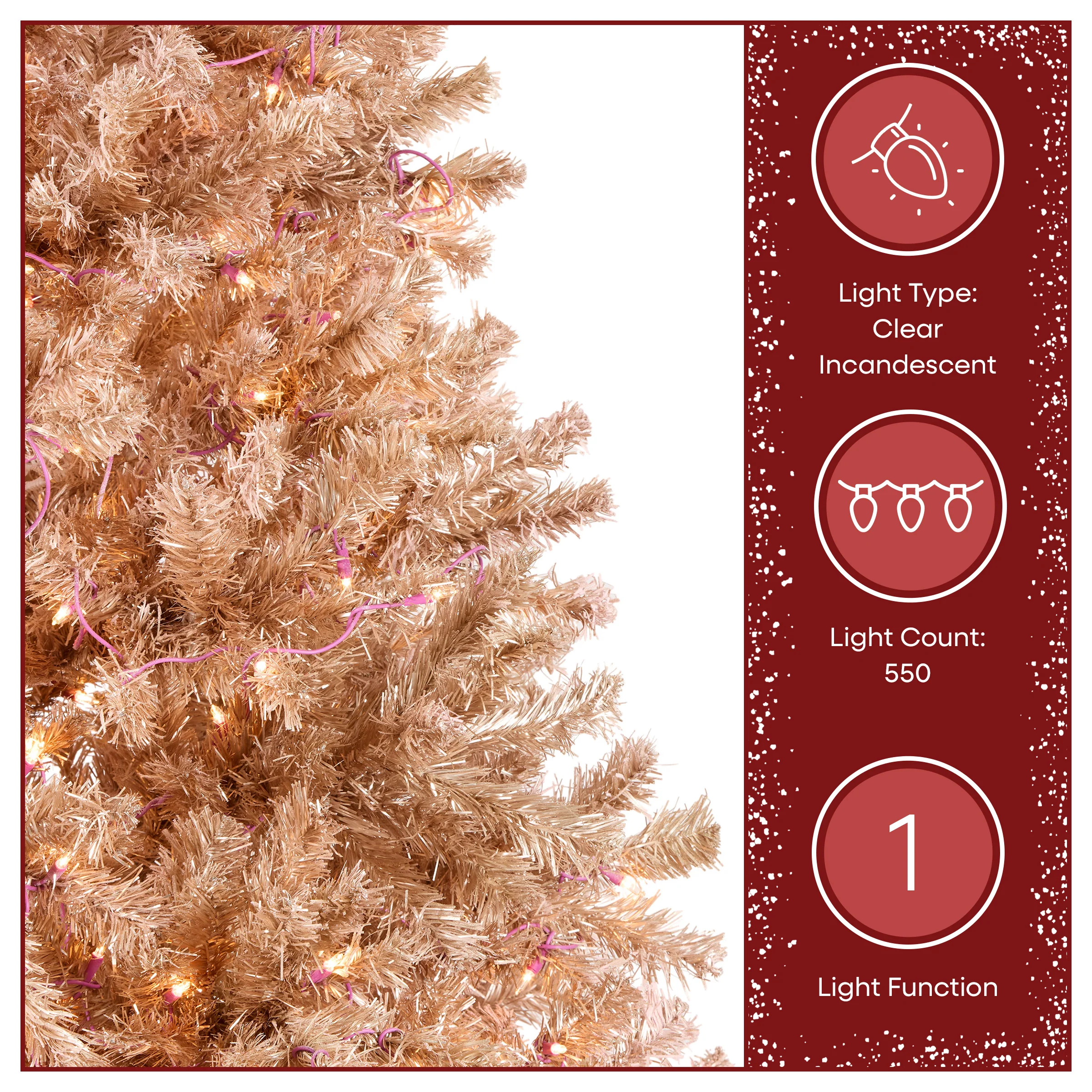 7.5 ft Pre-Lit Pink Flocked Full Artificial Christmas Tree with Clear Lights - Image 6