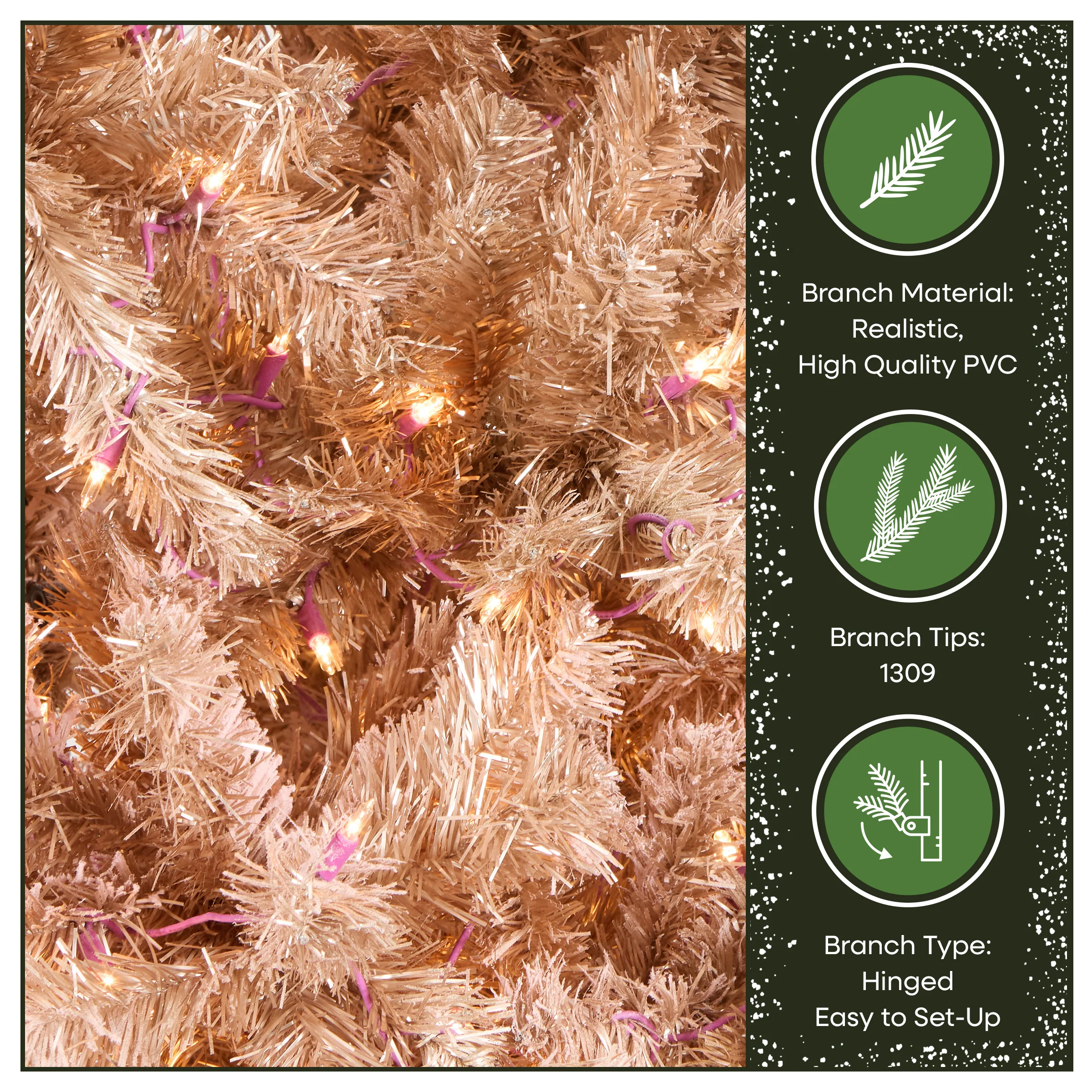 7.5 ft Pre-Lit Pink Flocked Full Artificial Christmas Tree with Clear Lights - Image 7