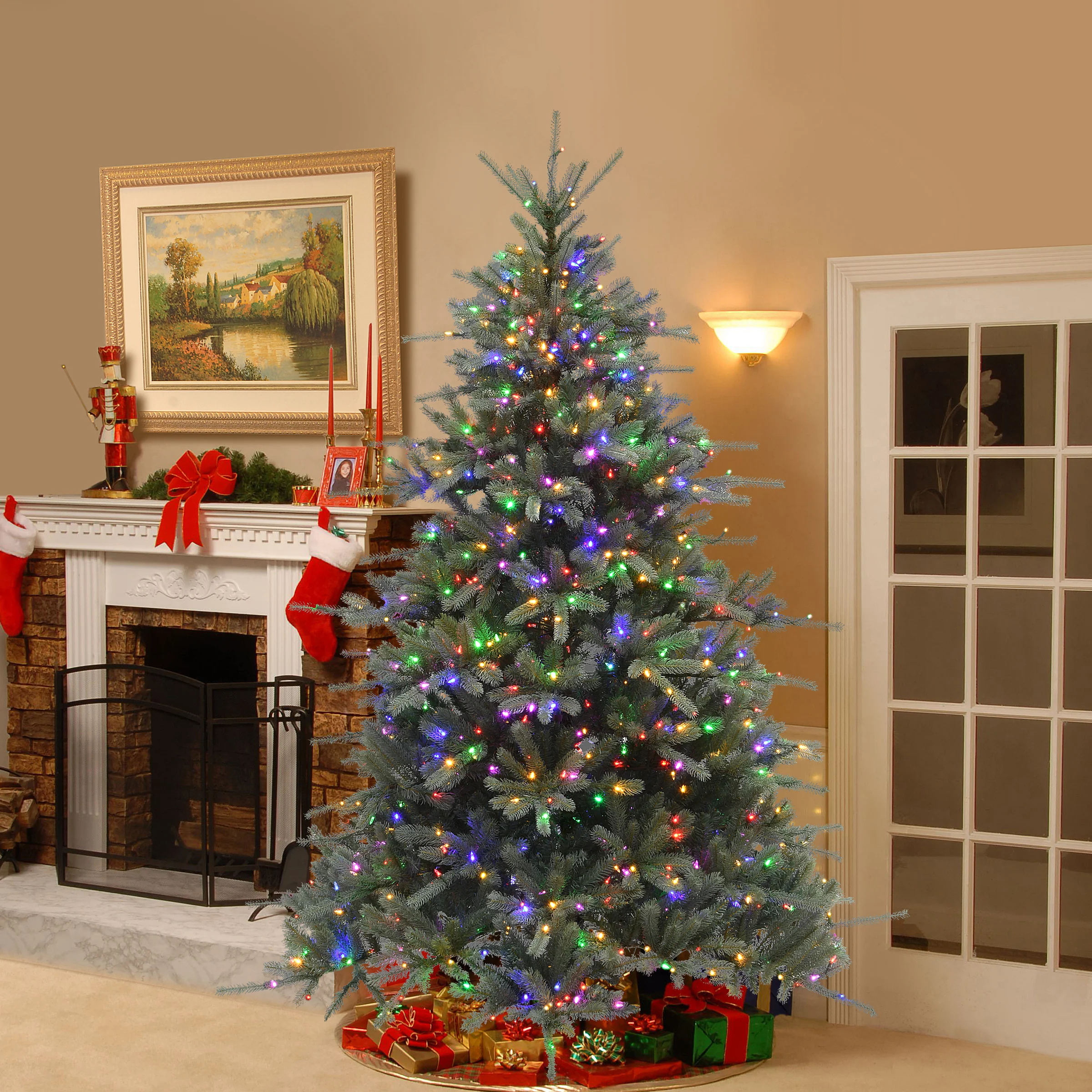 7.5 ft. Pre-Lit Ponderosa Blue Fir Tree with Dual Color LED Lights - Image 2