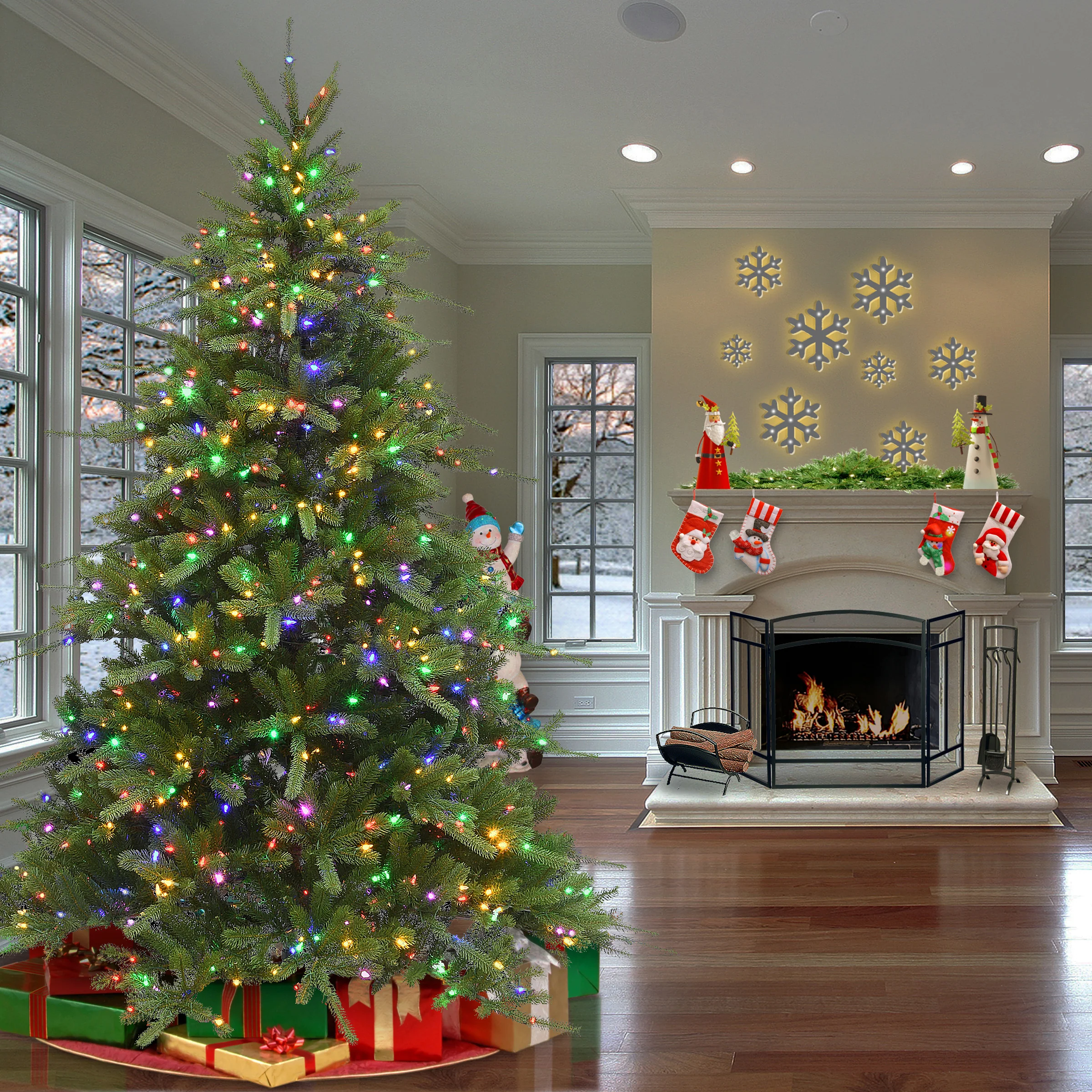 7.5 ft. Pre-Lit Ponderosa Fir Tree with Dual Color LED Lights - Image 2