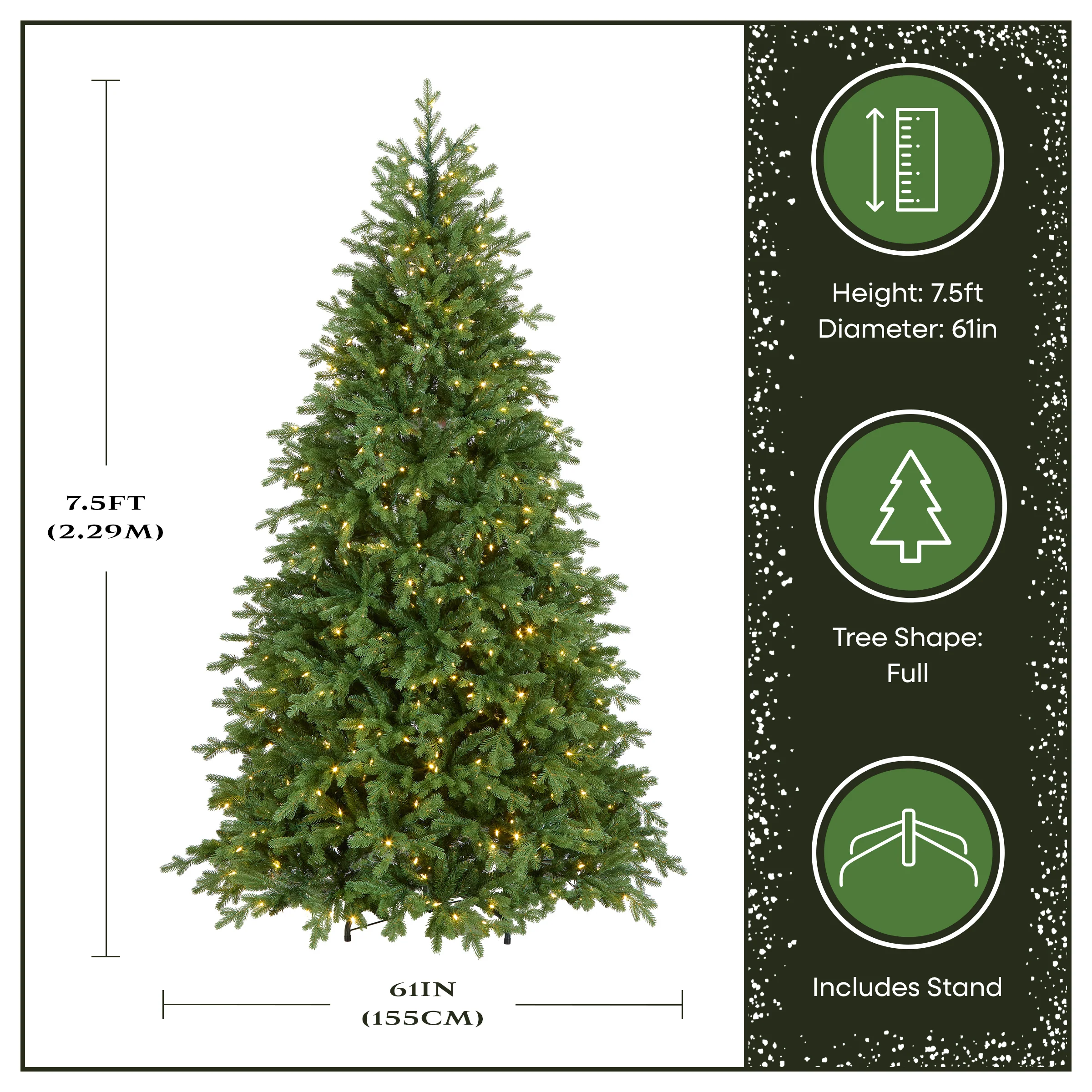7.5 ft. Pre-Lit Princeton Fraser Fir Tree with PowerConnect and 800 Dual Color LED Lights, Plug-In - Image 3