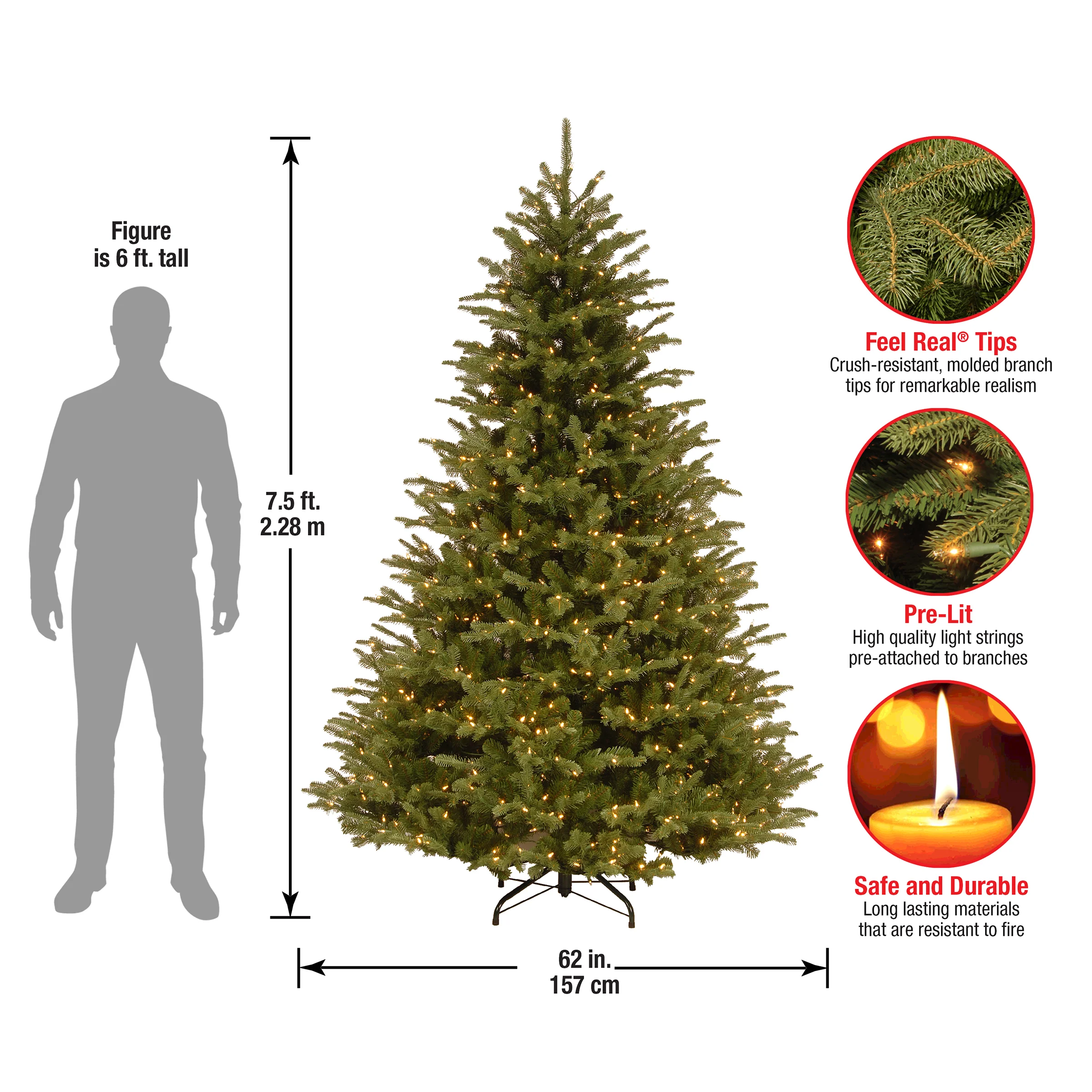 7.5 ft. Pre-Lit Ridgedale Fir Tree with PowerConnect Warm White LED Lights - Image 5