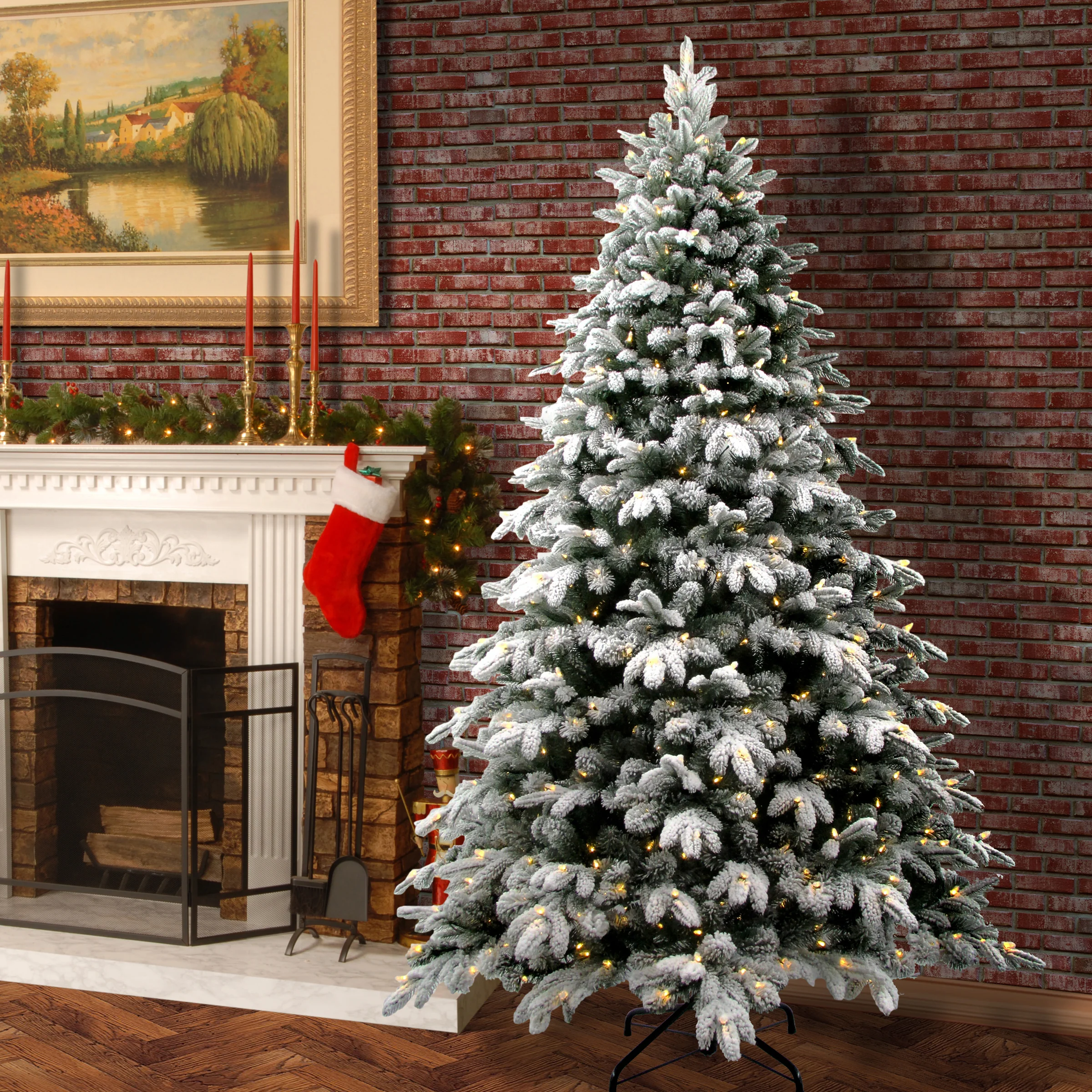 7.5 ft. Pre-Lit Snowy Avalanche Tree with Dual Color LED Lights - Image 3