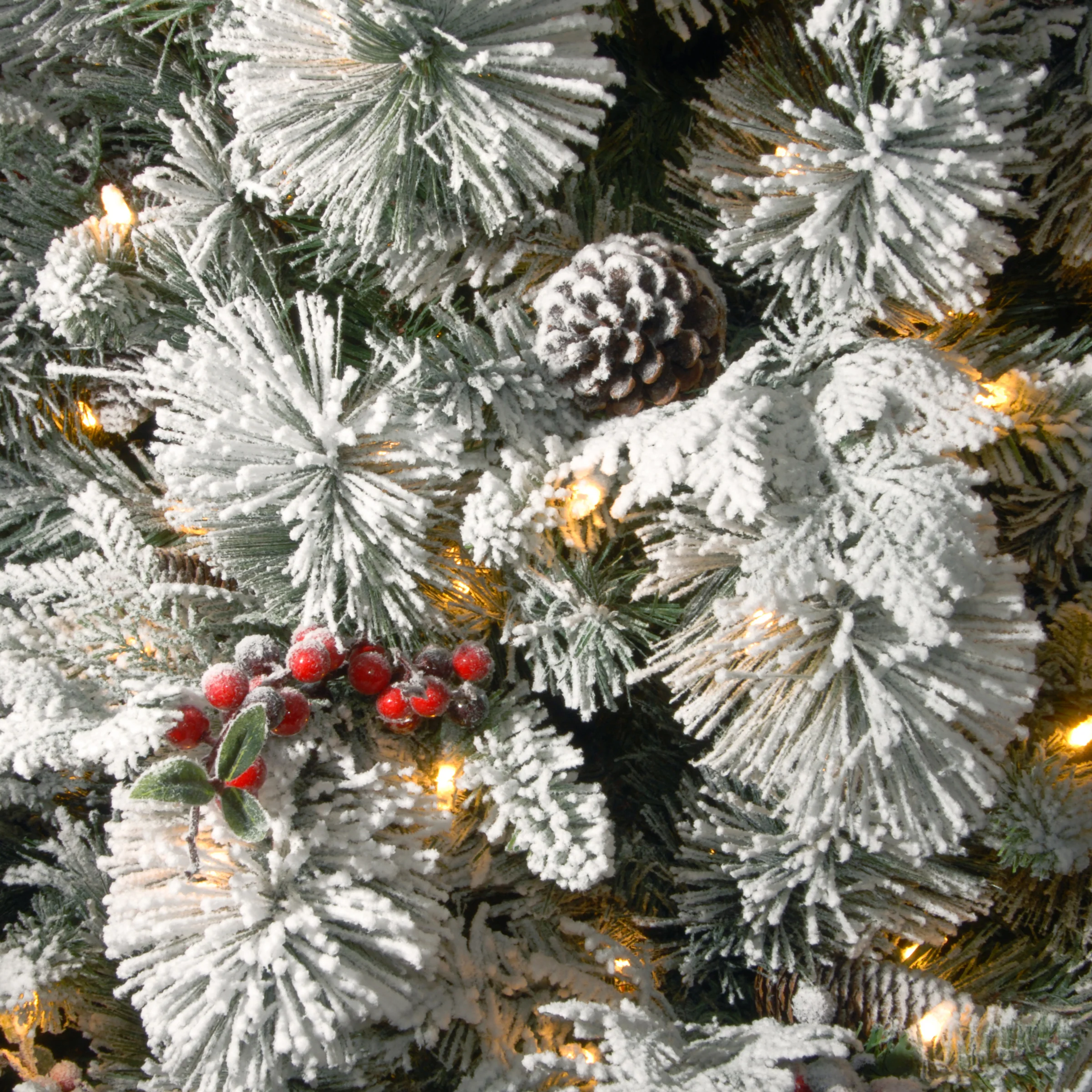 7.5 ft. Pre-Lit Snowy Bedford Pine Slim Tree with Clear Lights - Image 3