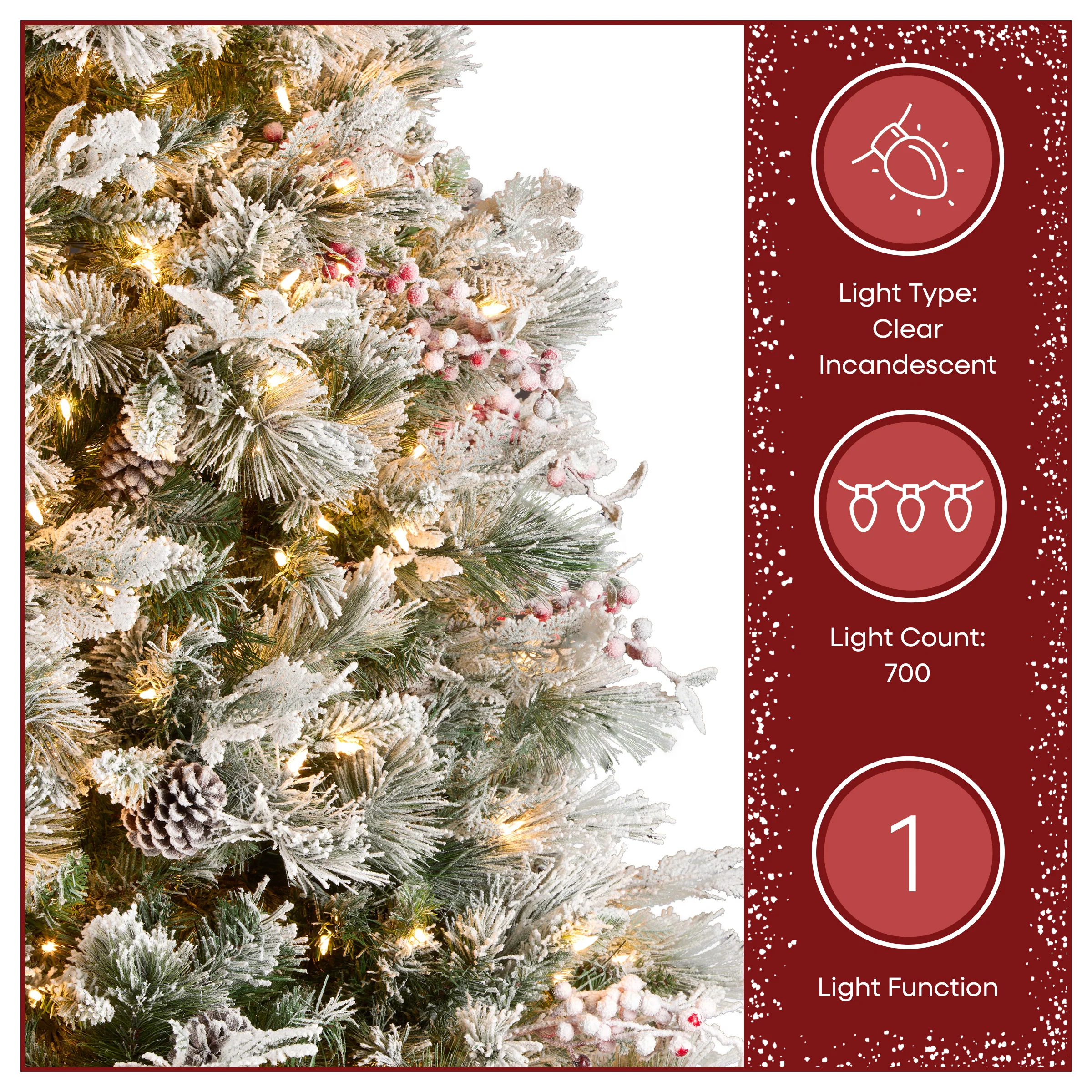 7.5 ft. Pre-Lit Snowy Bedford Pine Tree with Clear Lights - Image 6