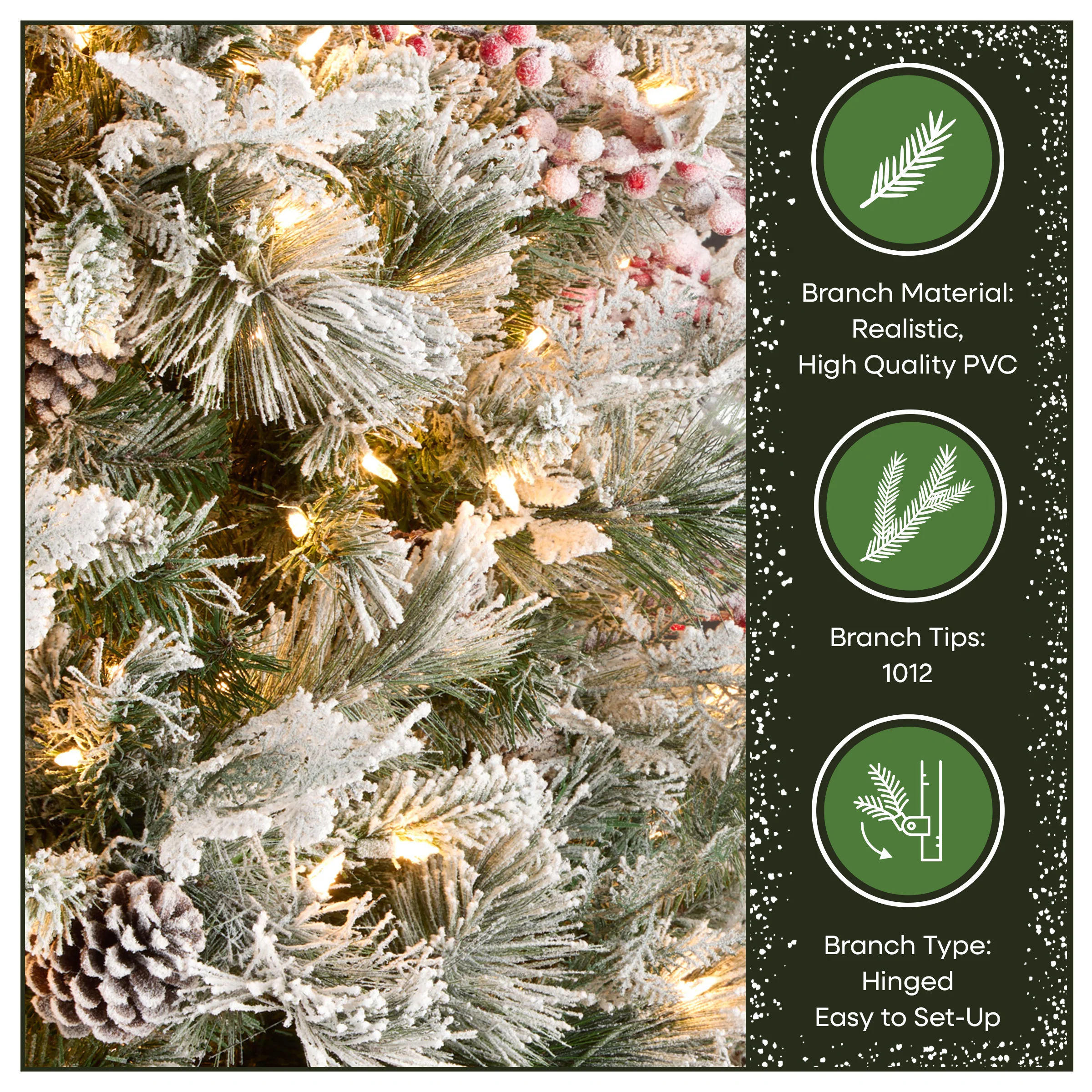 7.5 ft. Pre-Lit Snowy Bedford Pine Tree with Clear Lights - Image 7