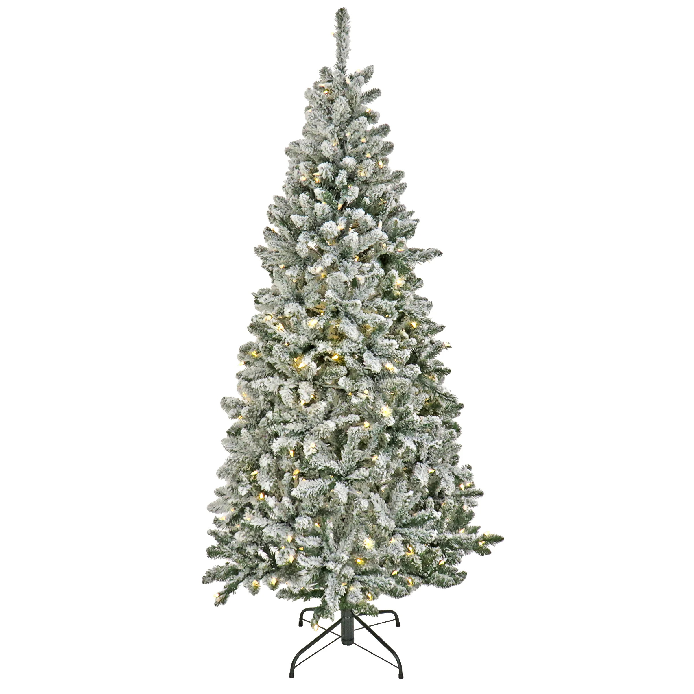 7.5 ft. Pre-Lit Snowy Chatham Slim Tree with PowerConnect Dual Colored LED Lights, Plug-In